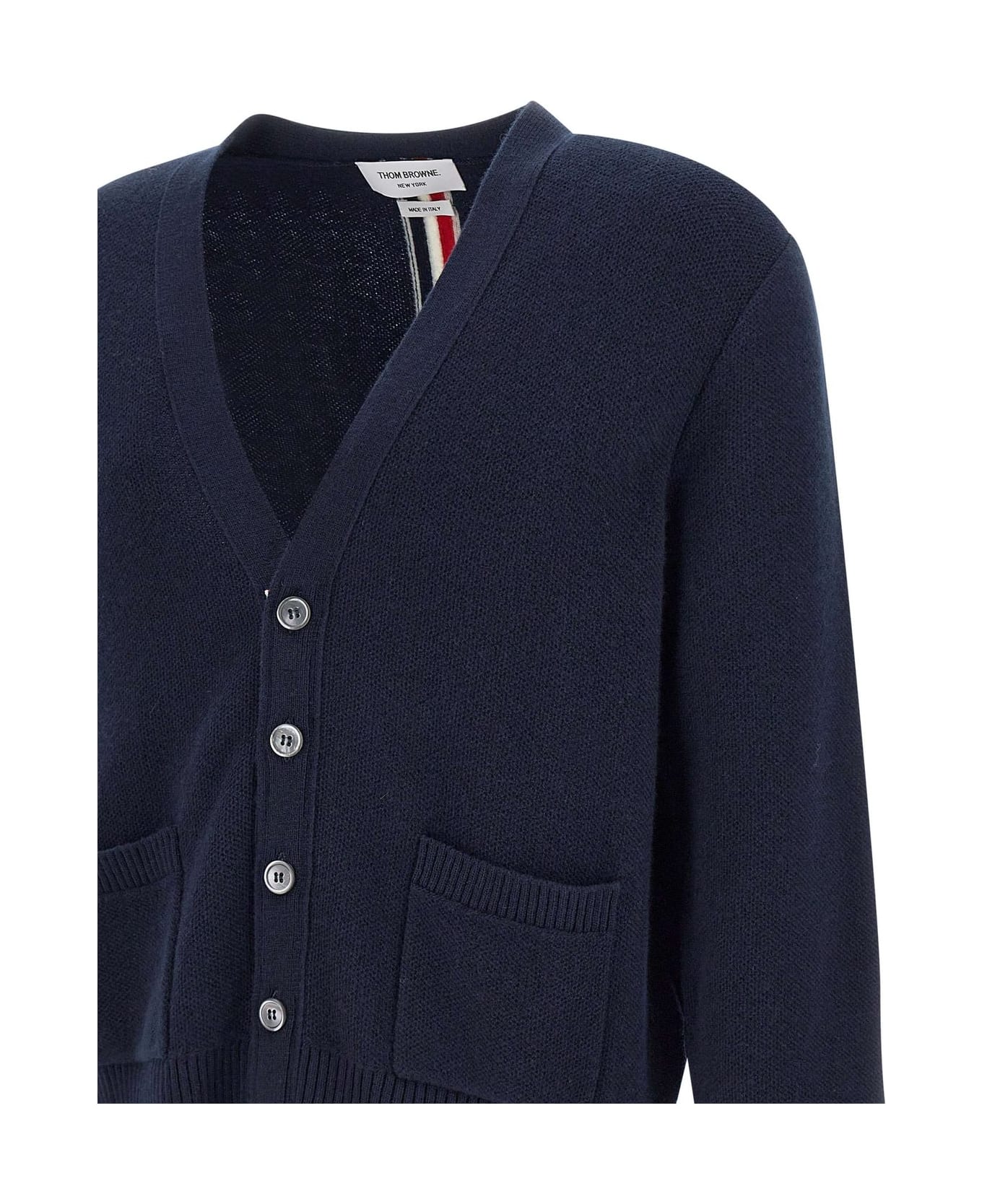 Thom Browne Washed Stitch Knitted Cardigan - Blue