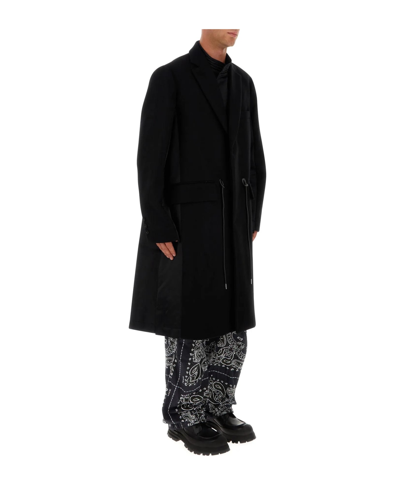 Sacai Black Wool Coat - Black