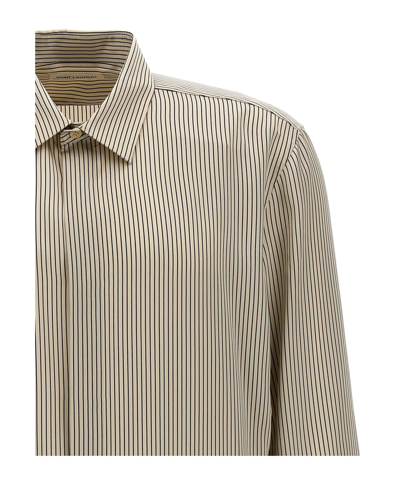 Saint Laurent Striped Satin Shirt - White