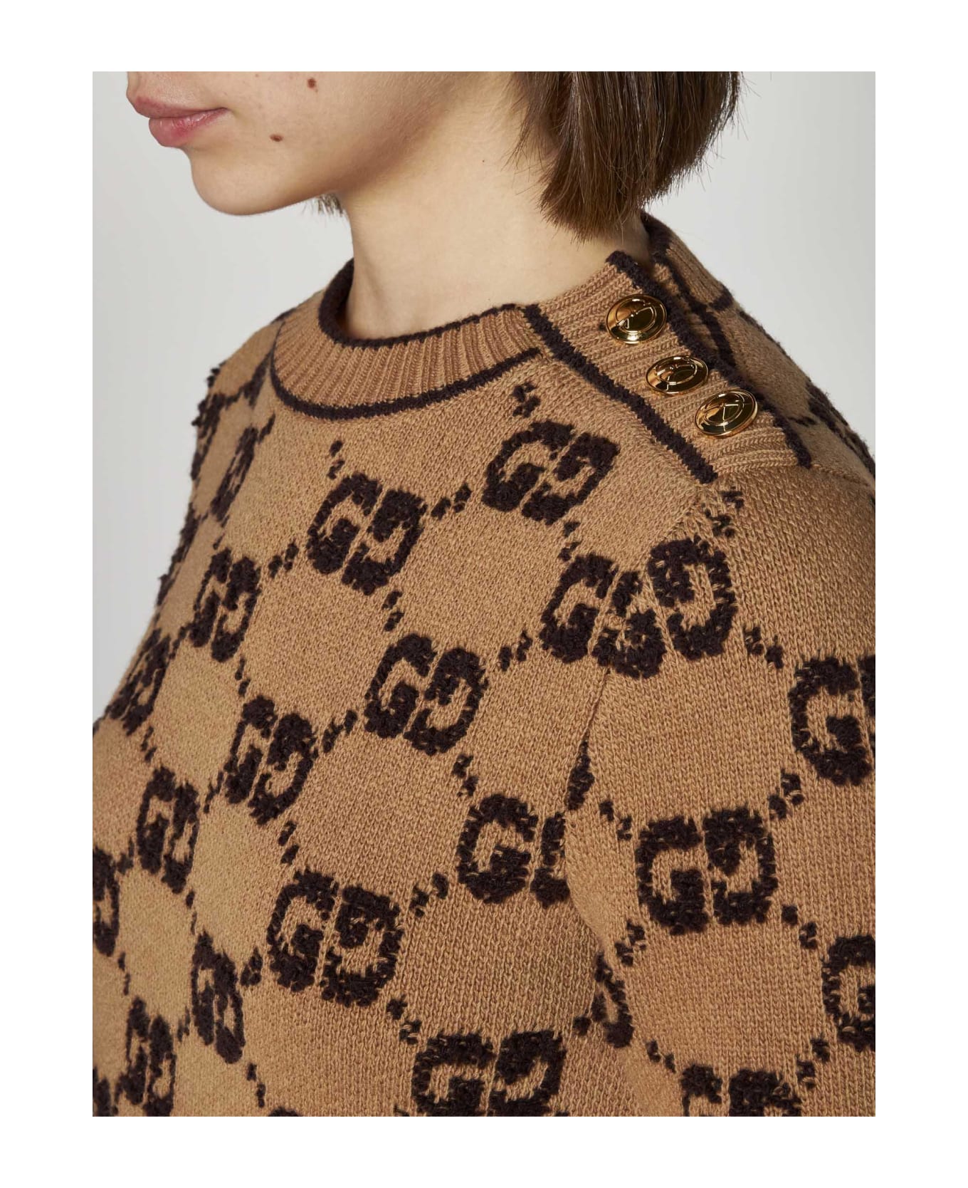 Gucci Gg Wool Knit Mini Dress - Camel ワンピース＆ドレス