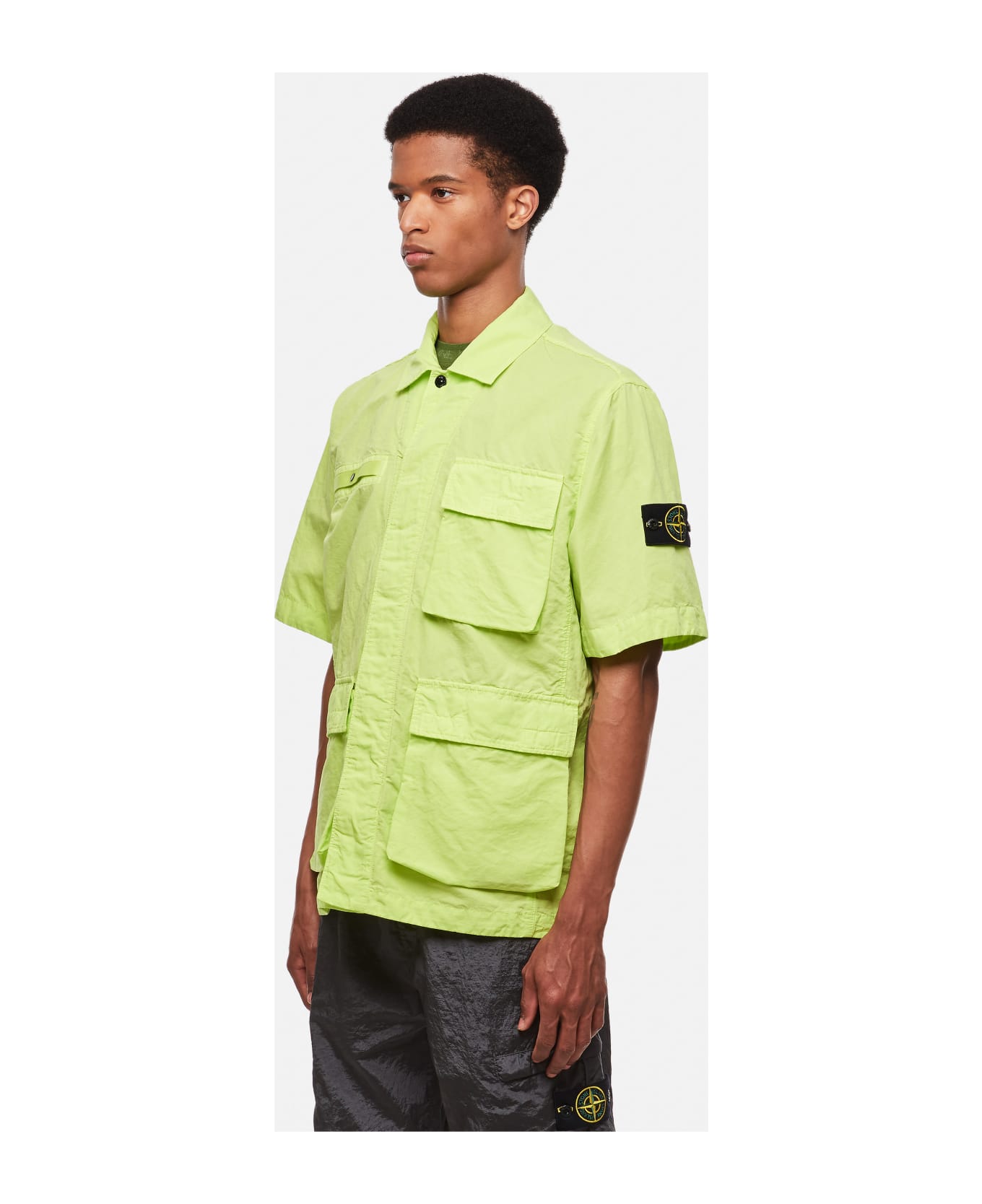 Stone Island Blend Cotton Shirt Jacket - Green