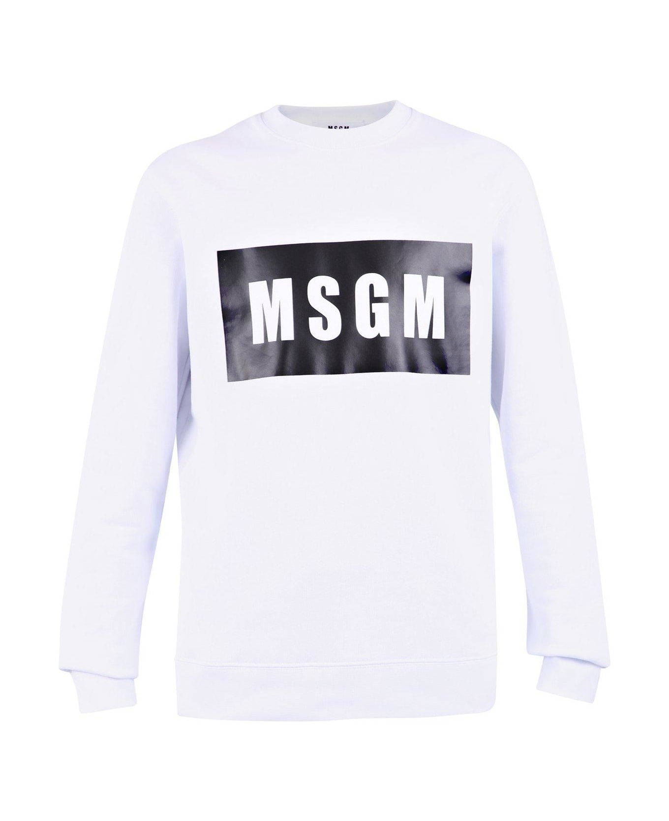 MSGM Logo-printed Crewneck Sweatshirt - Bianco/nero