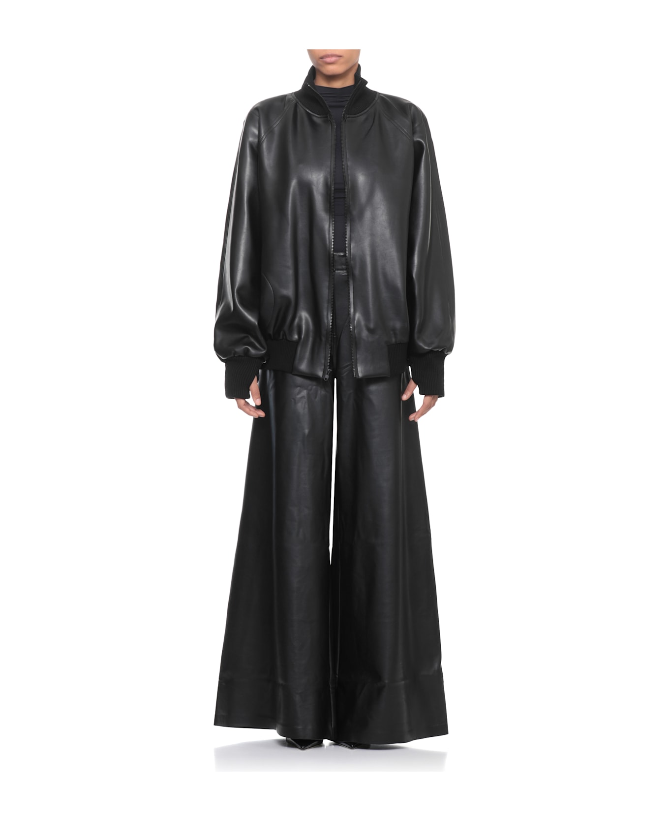 Norma Kamali Synth Leather Jacket - Black