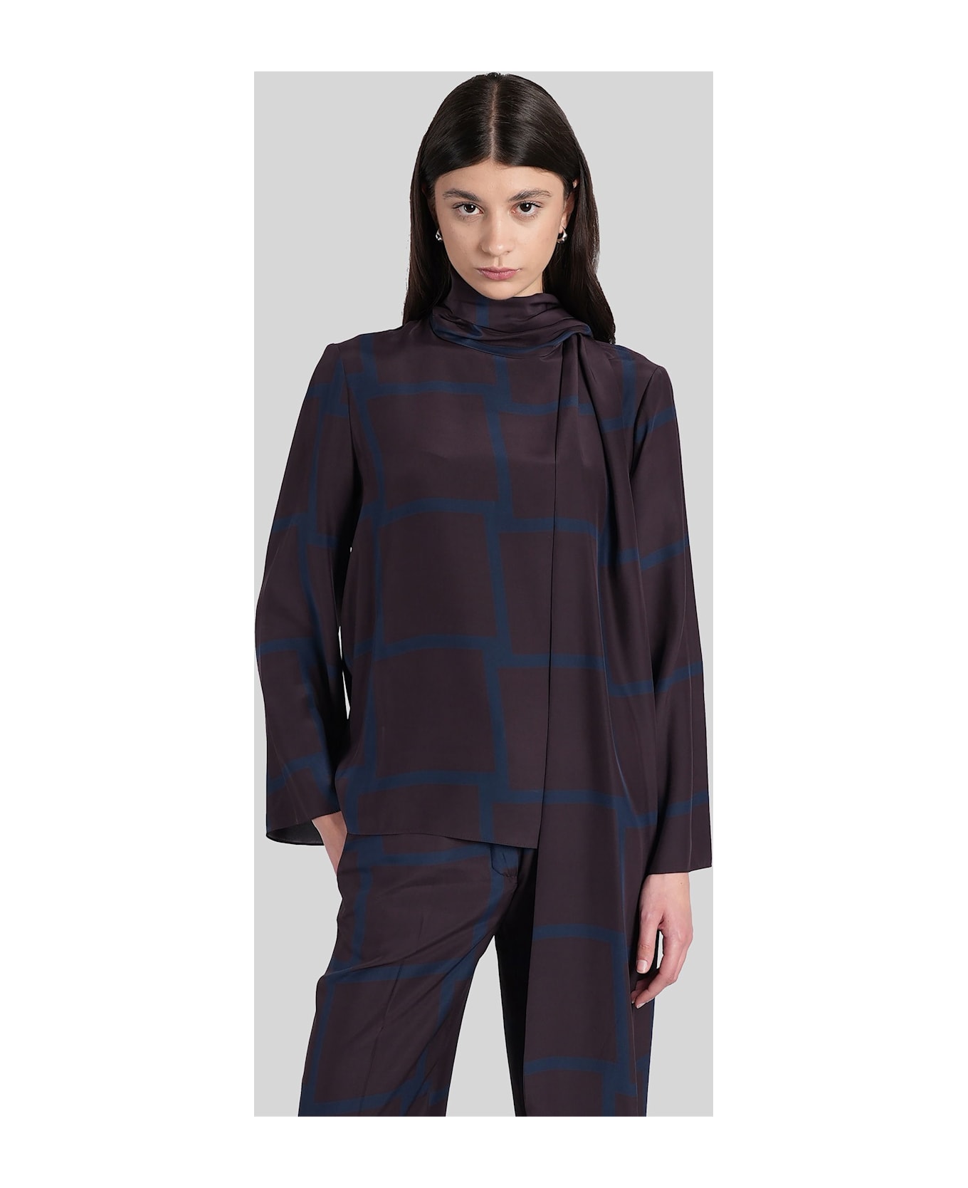 Gianluca Capannolo Antonia Scarf Blouse In Bordeaux Silk - bordeaux