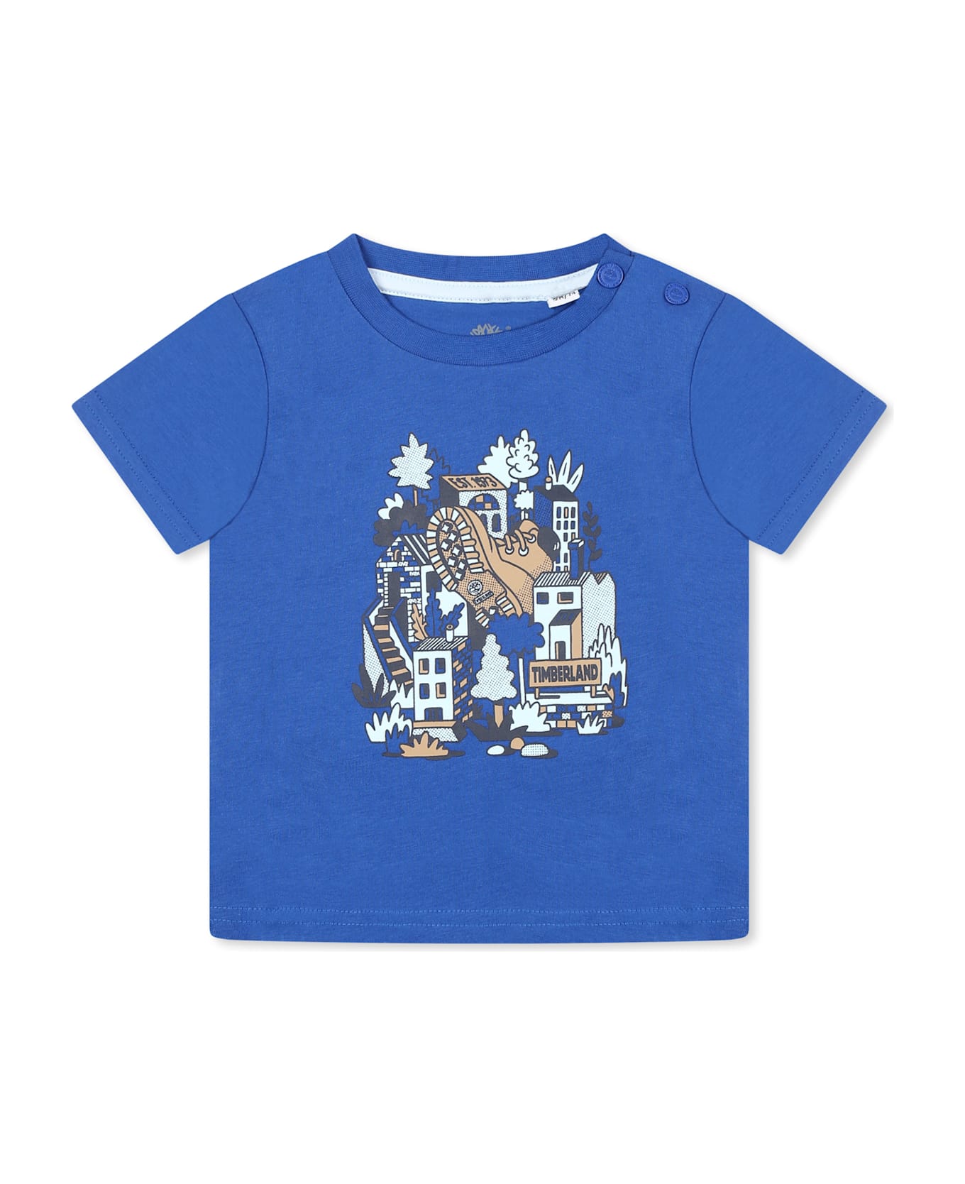Timberland Light Blue T-shirt For Baby Boy With Logo And Shoe Print - Light Blue