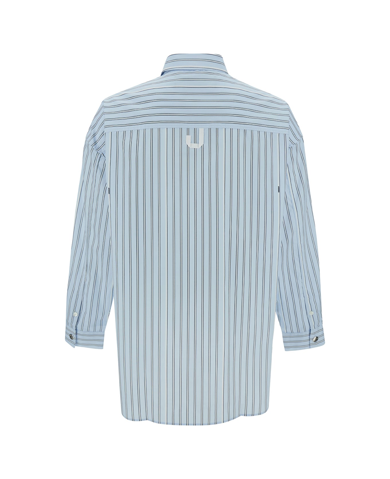 Jacquemus Light Blue Striped Shirt With Logo Lettering Detail In Cotton Man - Print blue stripe
