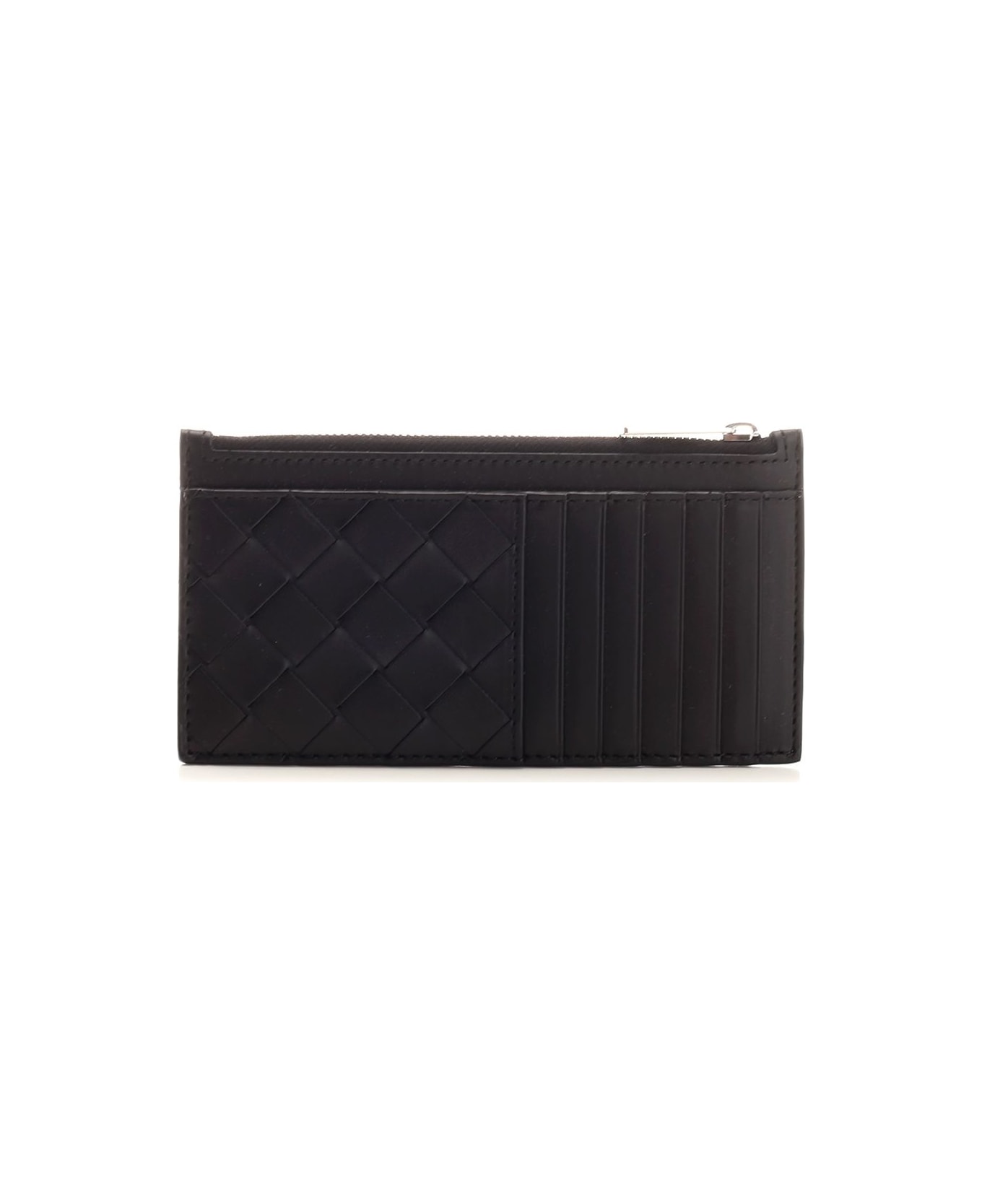 Bottega Veneta Long Card Holder With Zip - Black