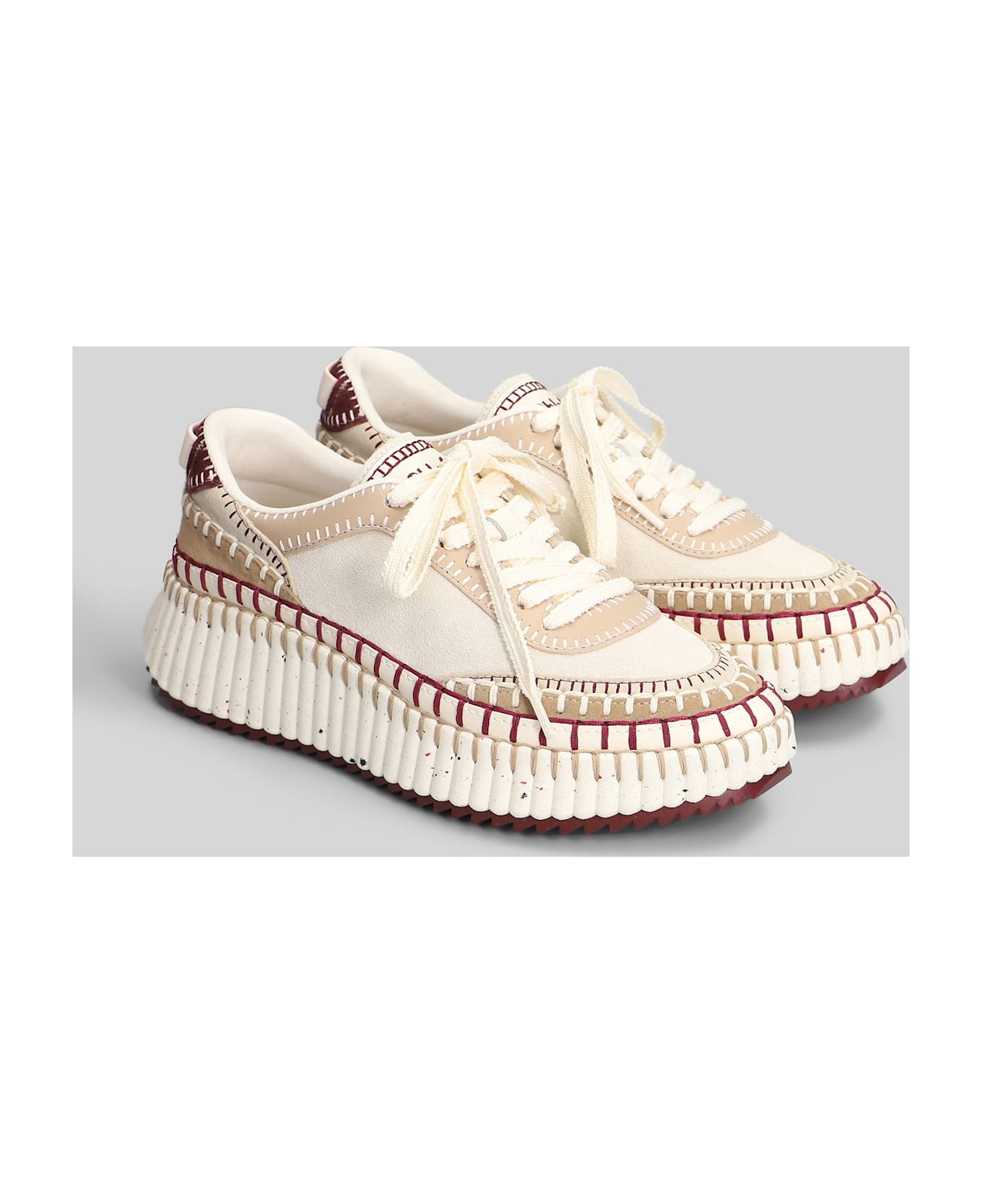 Chloé Nama Sneakers In Beige Suede And Leather - beige