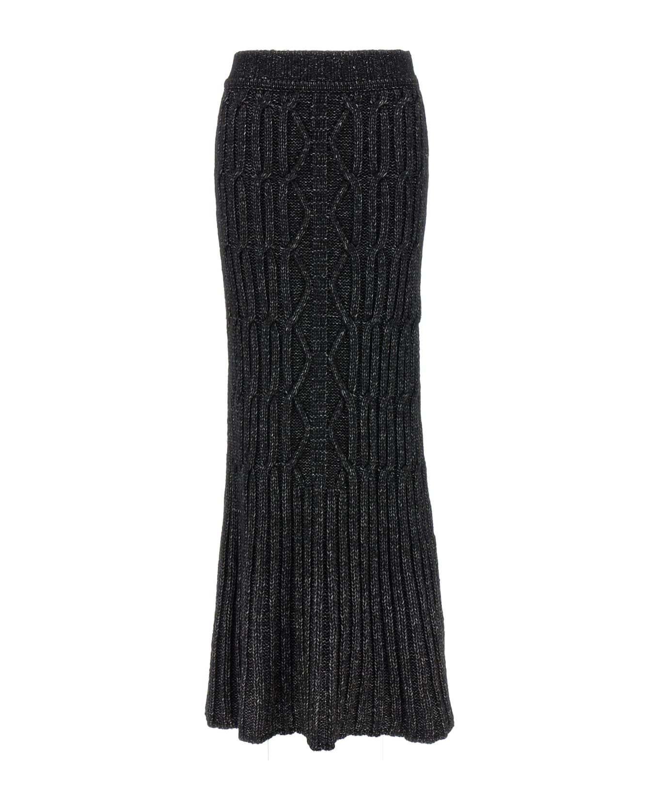 Alberta Ferretti Long Knit Skirt - NERO