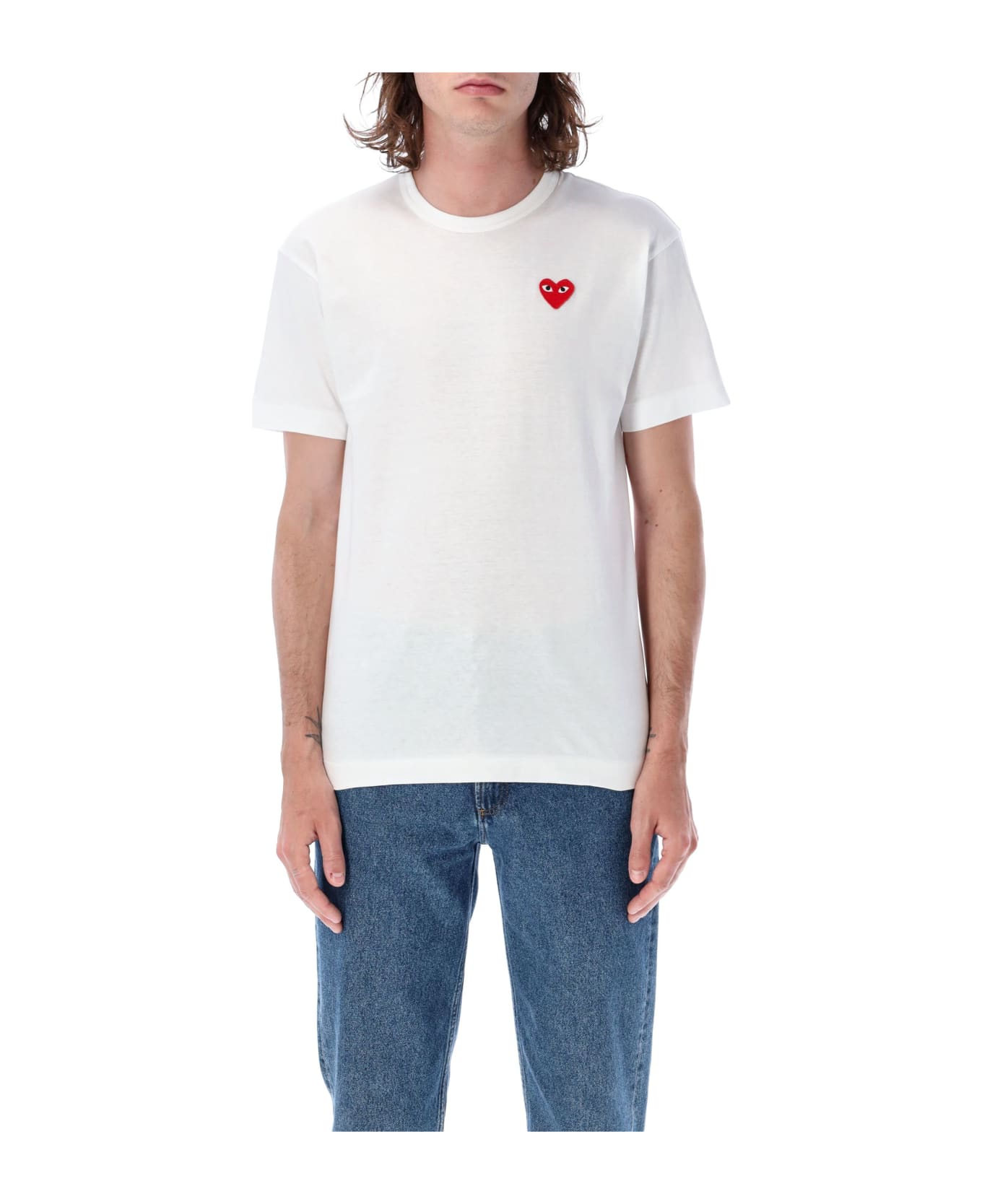 Comme des Garçons Play Classic Heart Patch Tee - WHITE