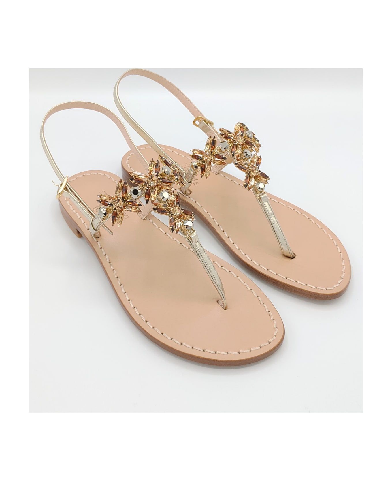 Dea Sandals Bagni Di Tiberio Jewel Thong Sandals - gold, gray, amber