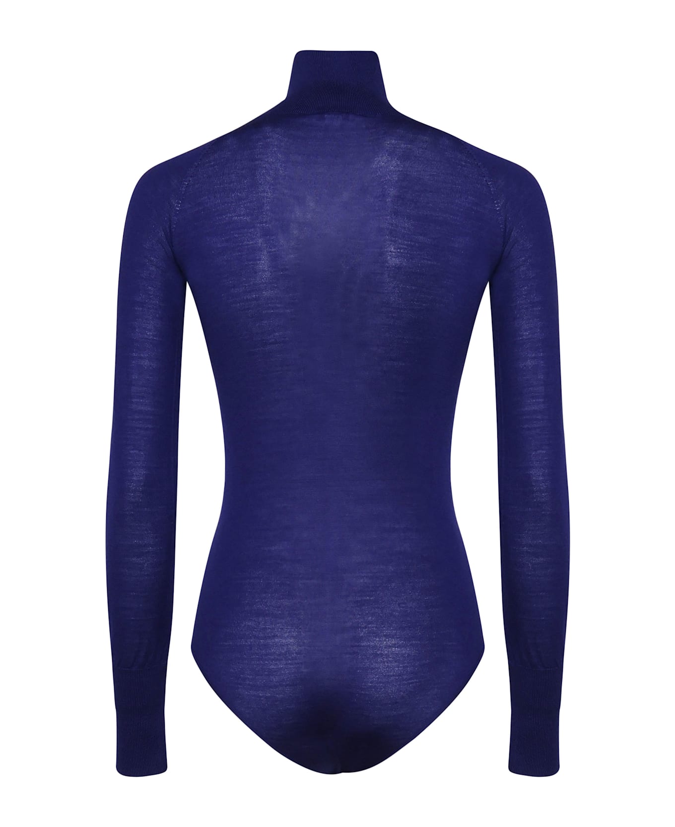 Alaia Sheer Bodysuit In Very Thin Merino Wool - Blue