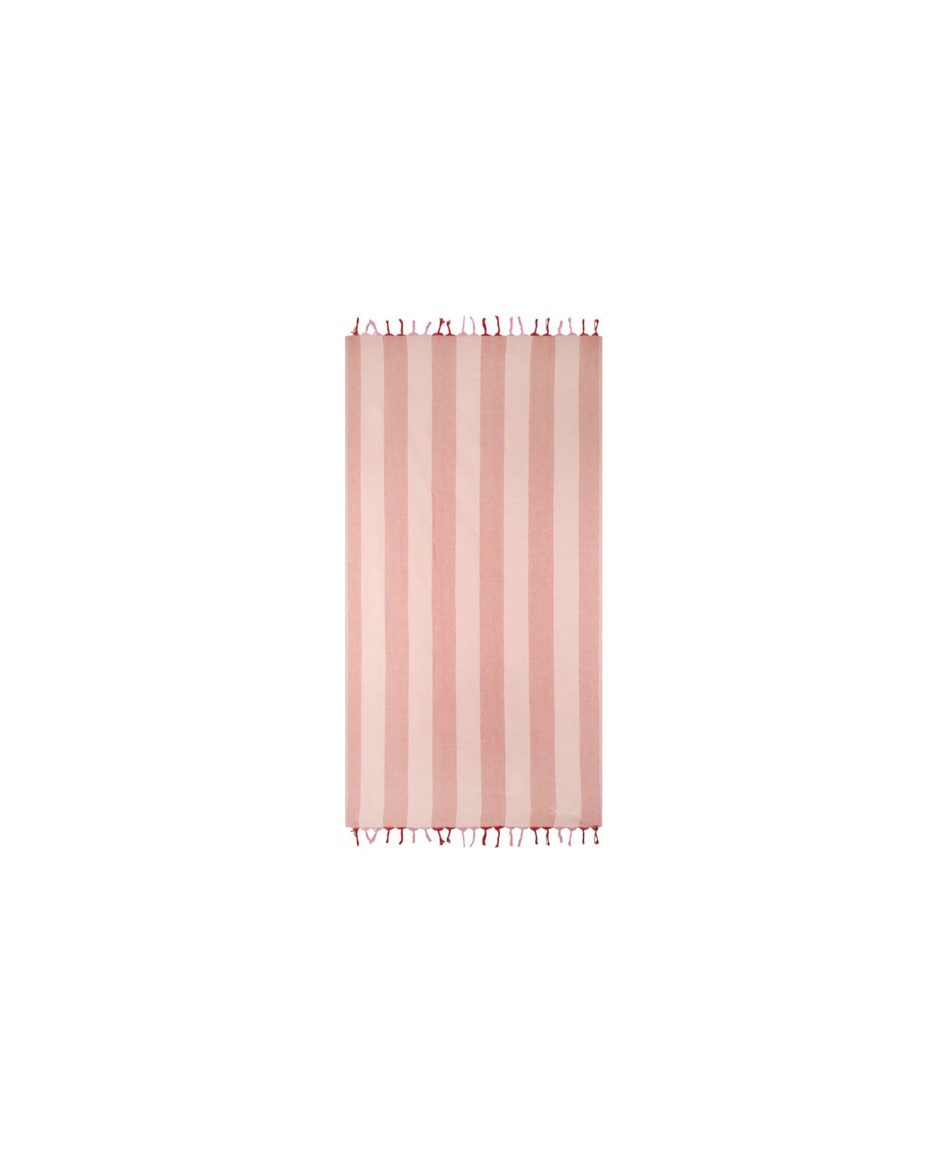 MC2 Saint Barth Saint Barth Striped Pink Cotton Beach Towel - Rosa