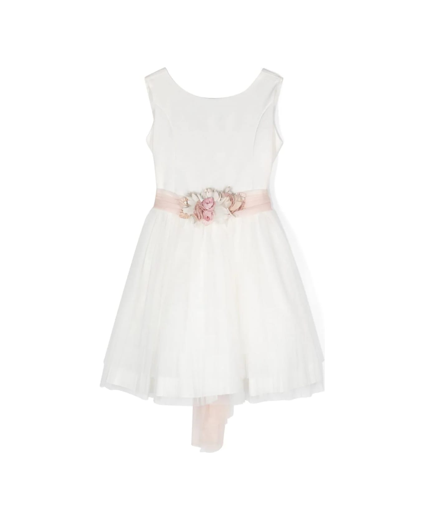 Amaya Arzuaga Elegant Dress With Flower Appliqué - White ワンピース＆ドレス