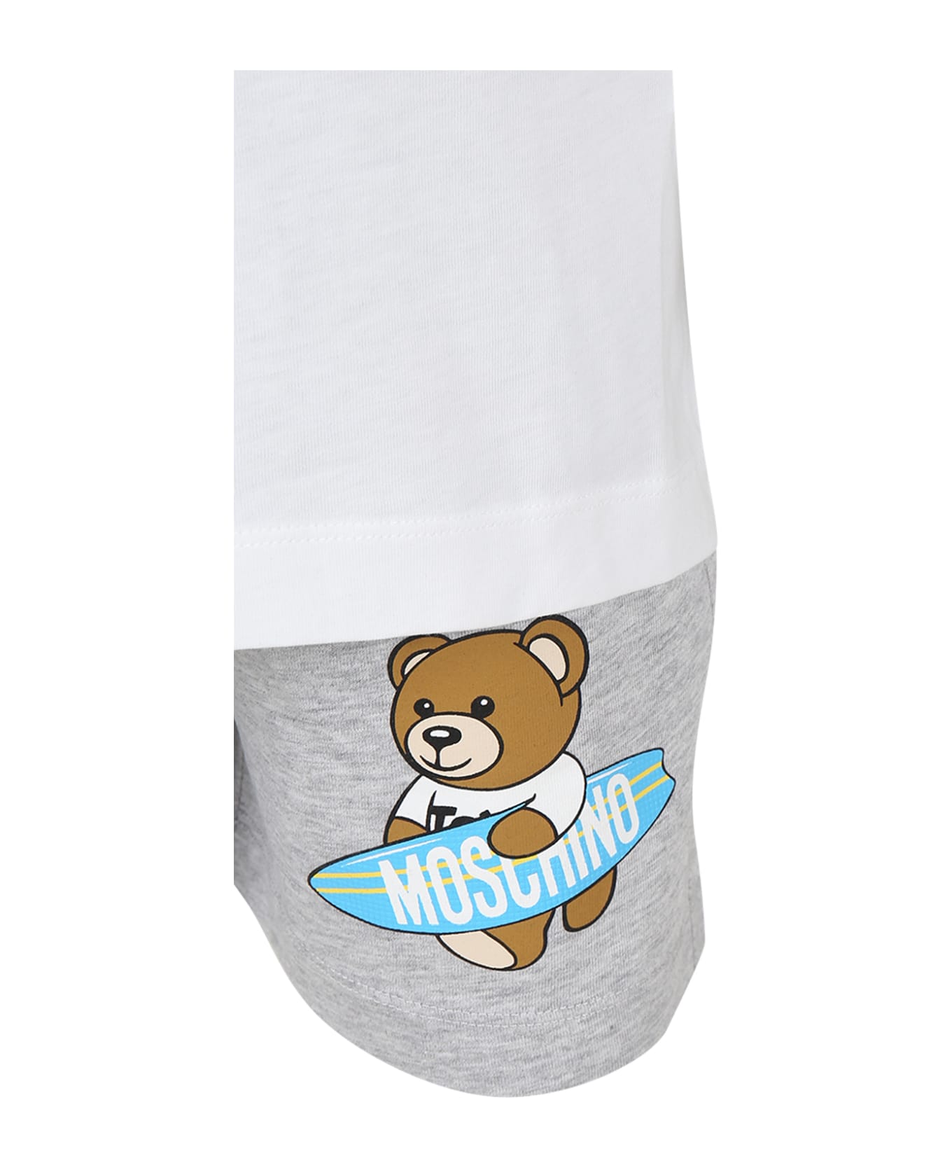 Moschino White Suit For Boy With Teddy Bear And Surfboard - White