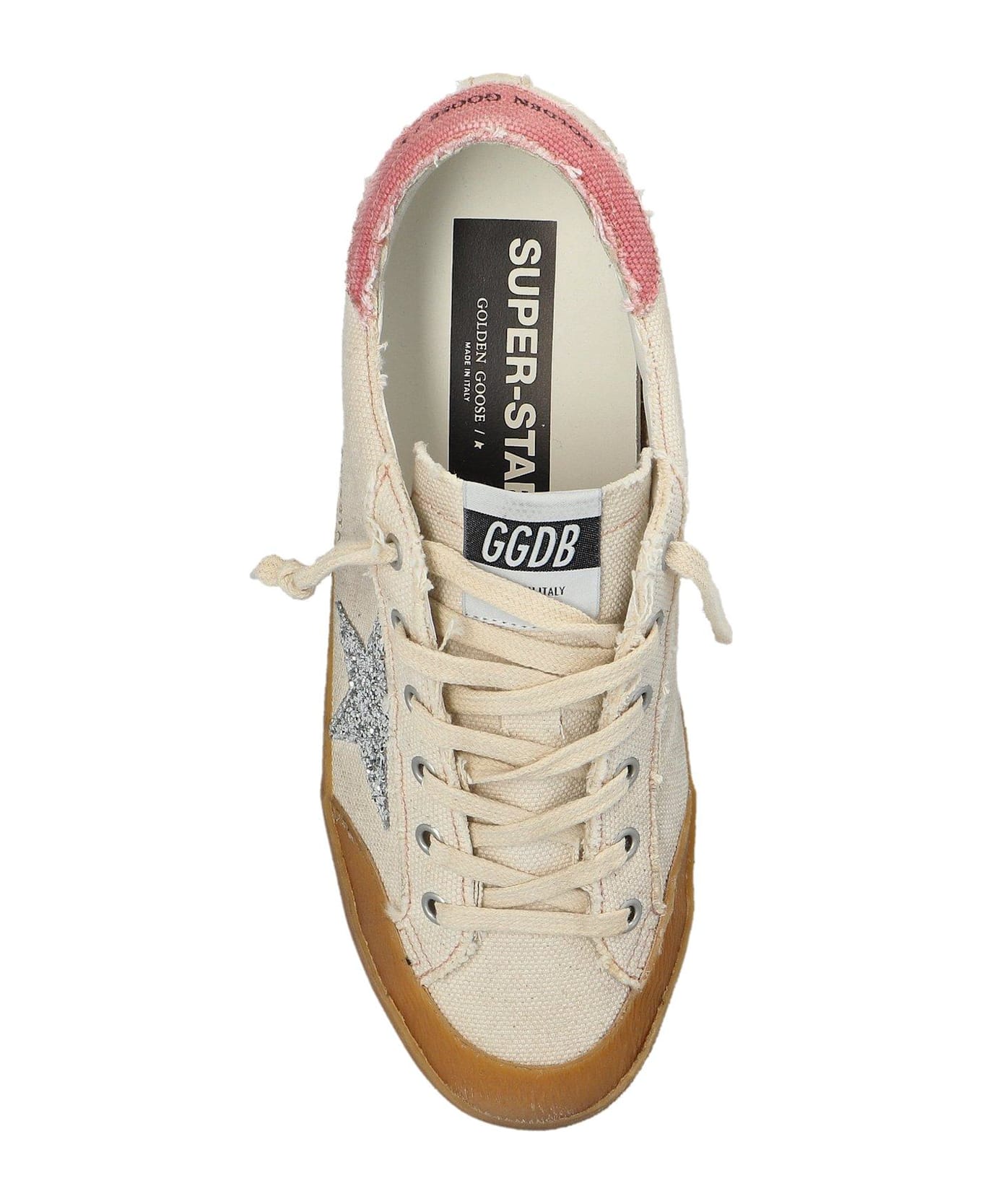 Golden Goose Super Star Glittered Lace-up Sneakers - Butter