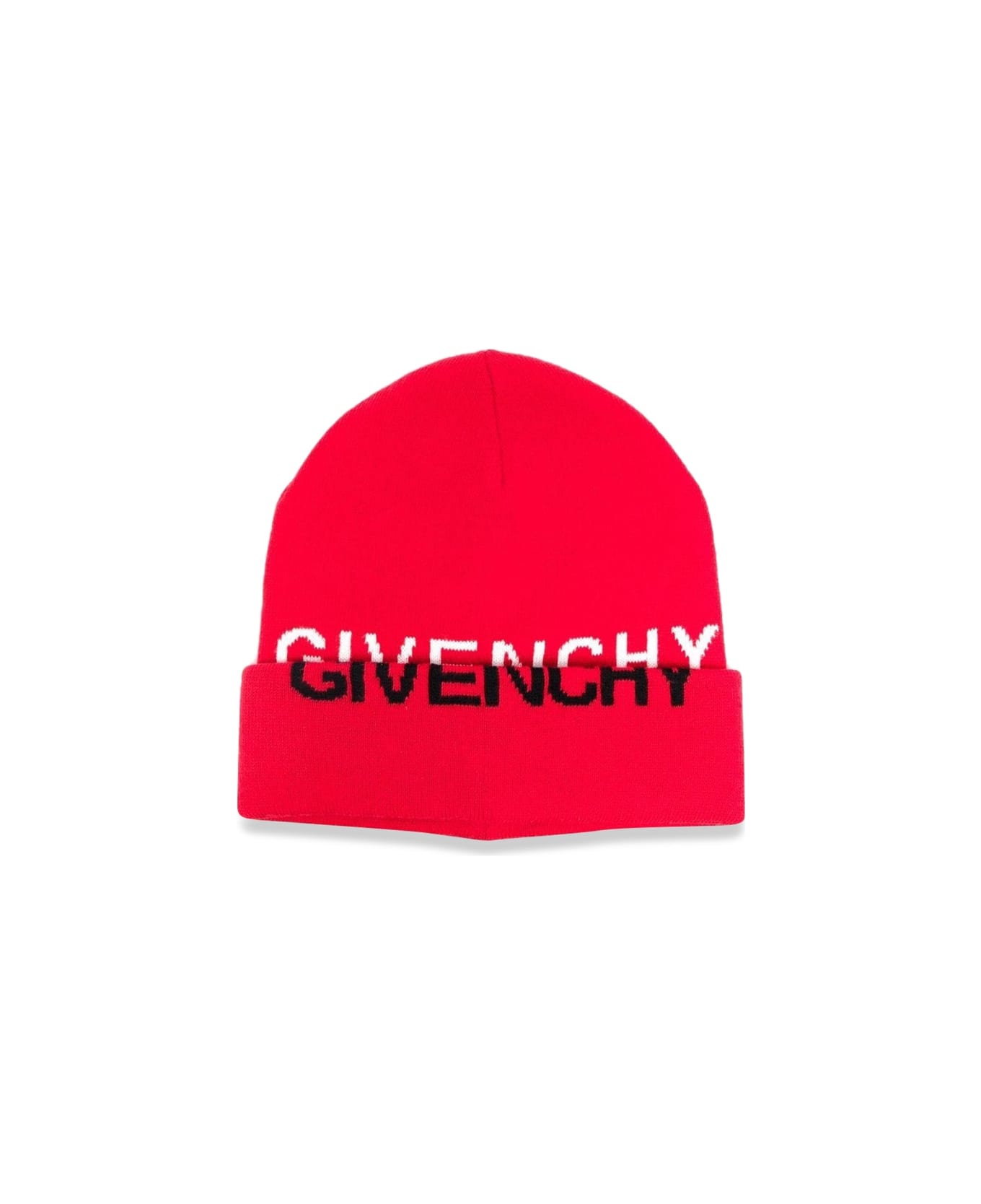 Givenchy Knitted Hat Givenchy "split" Jacquard Pattern On Hat And Turn-up Edge. - RED