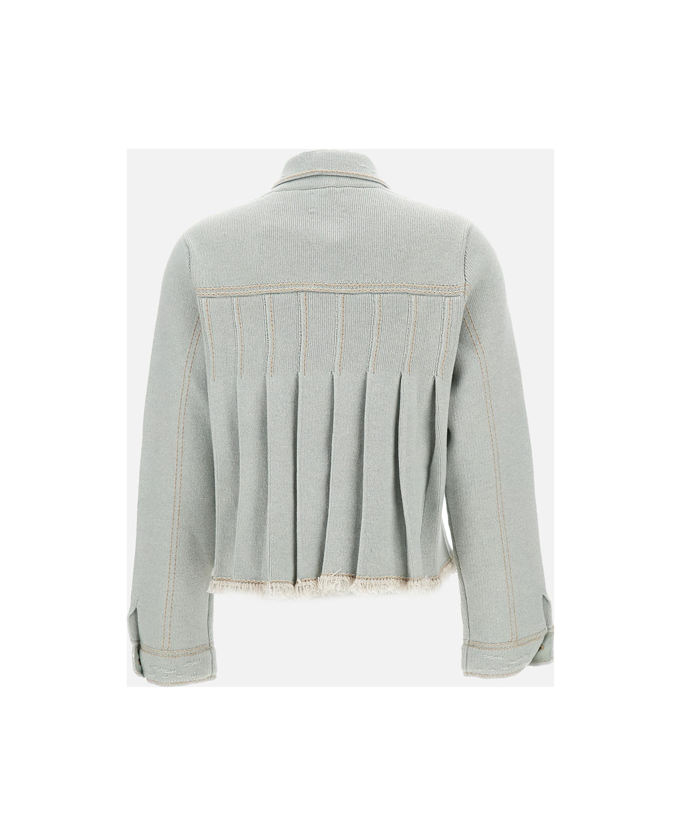 Barrie Pleated Denim Jacket - Clear Blue