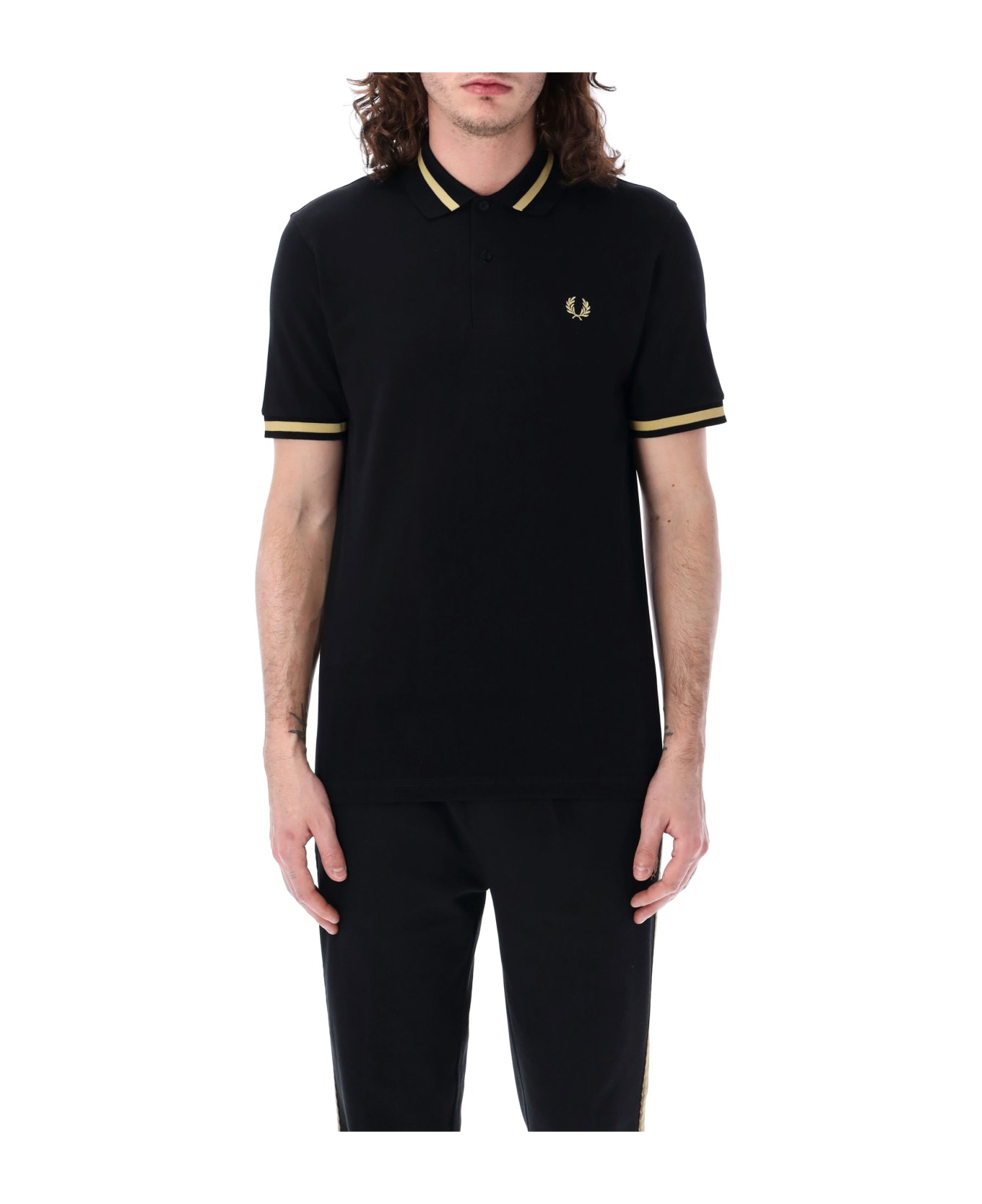 Fred Perry The Single Tipped Polo Shirt - BLACK CHAMPAGNE