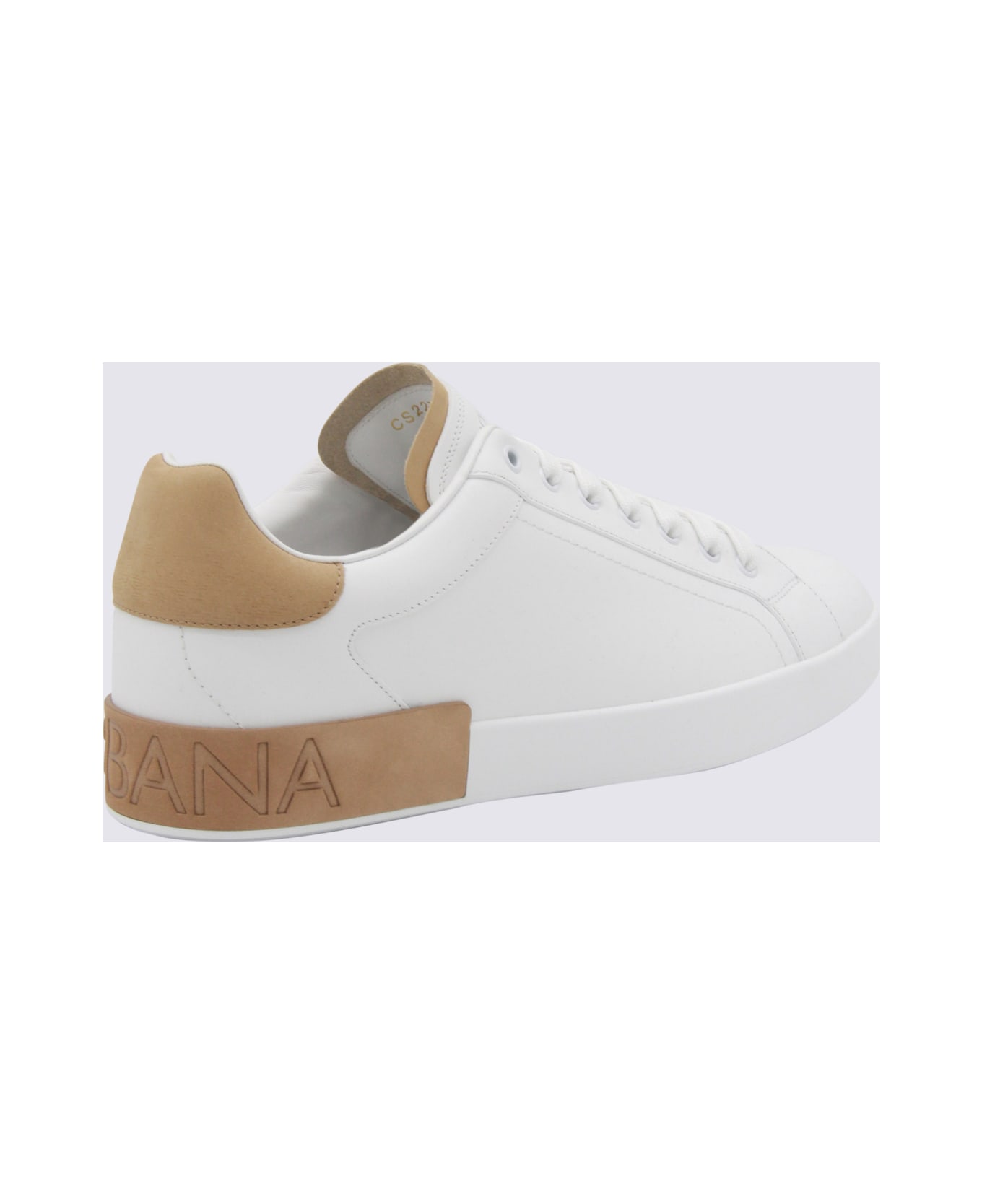 Dolce & Gabbana White And Beige Leather Sneakers - White スニーカー