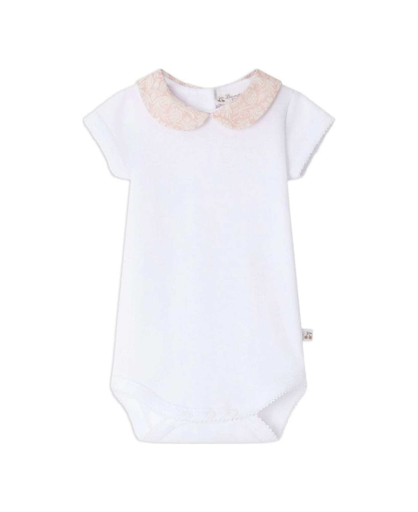 Bonpoint White And Pale Pink Calix Bodysuit - White