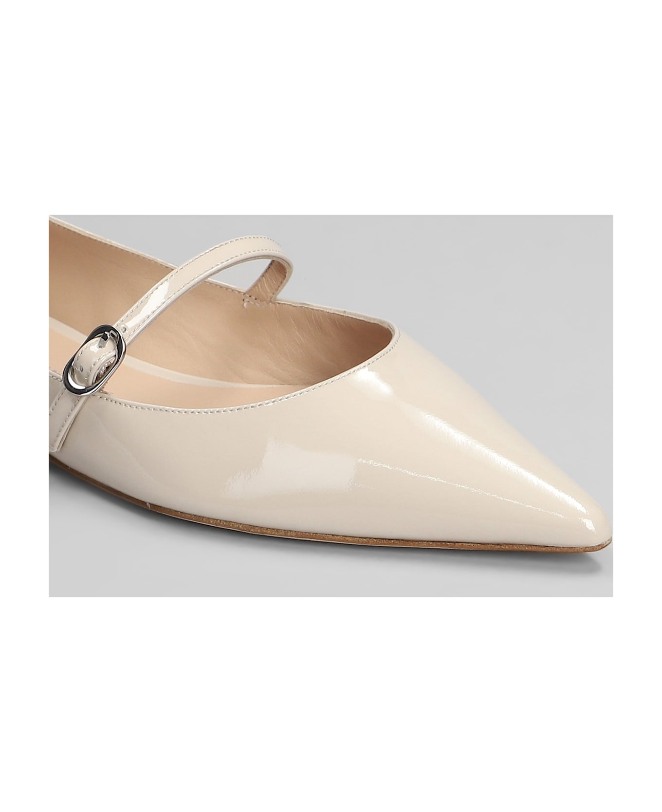 Stuart Weitzman Emilia Mary Jane Ballet Flats In Taupe Patent Leather - taupe