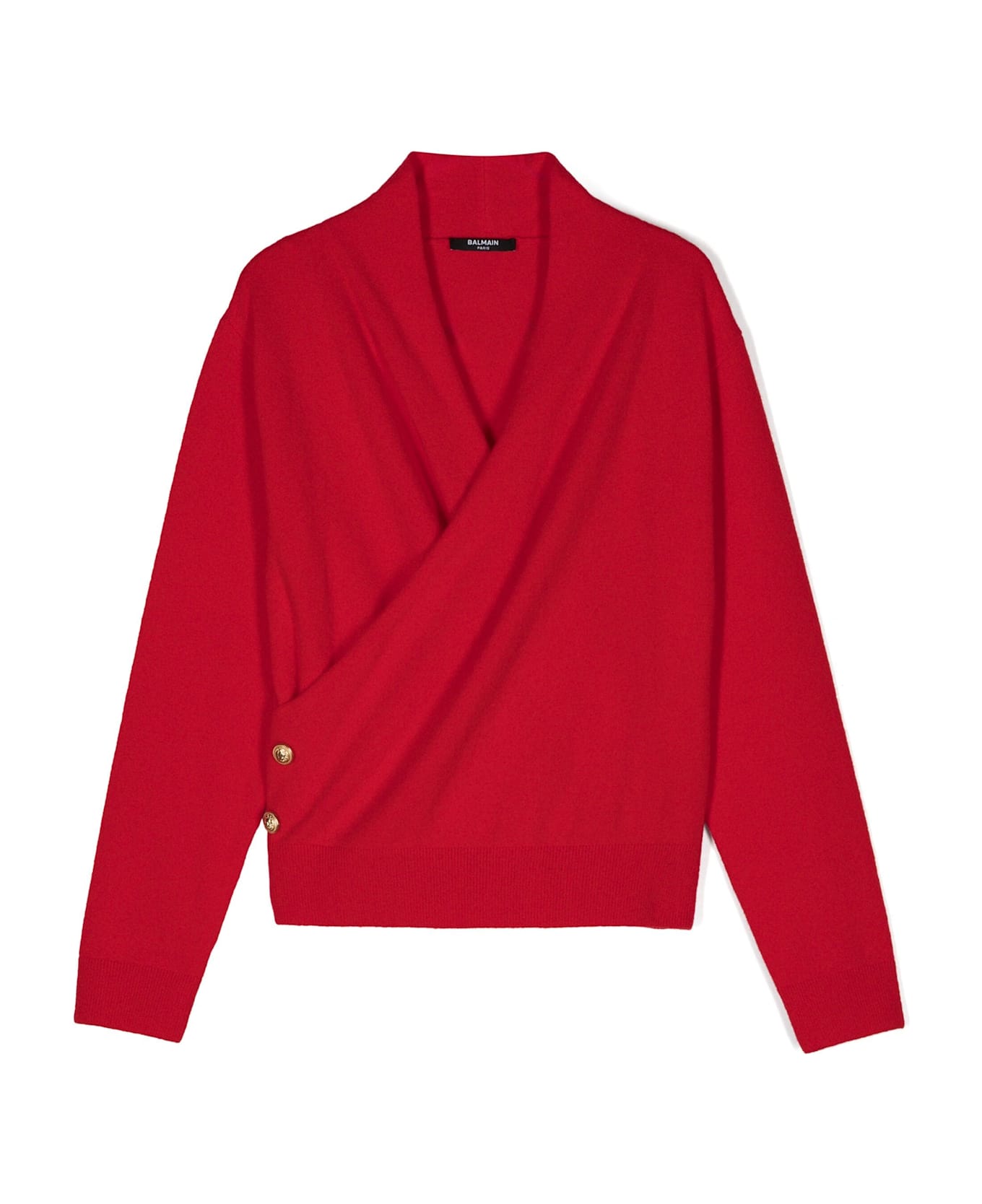 Balmain Pull Con Bottoni Incisi - Red