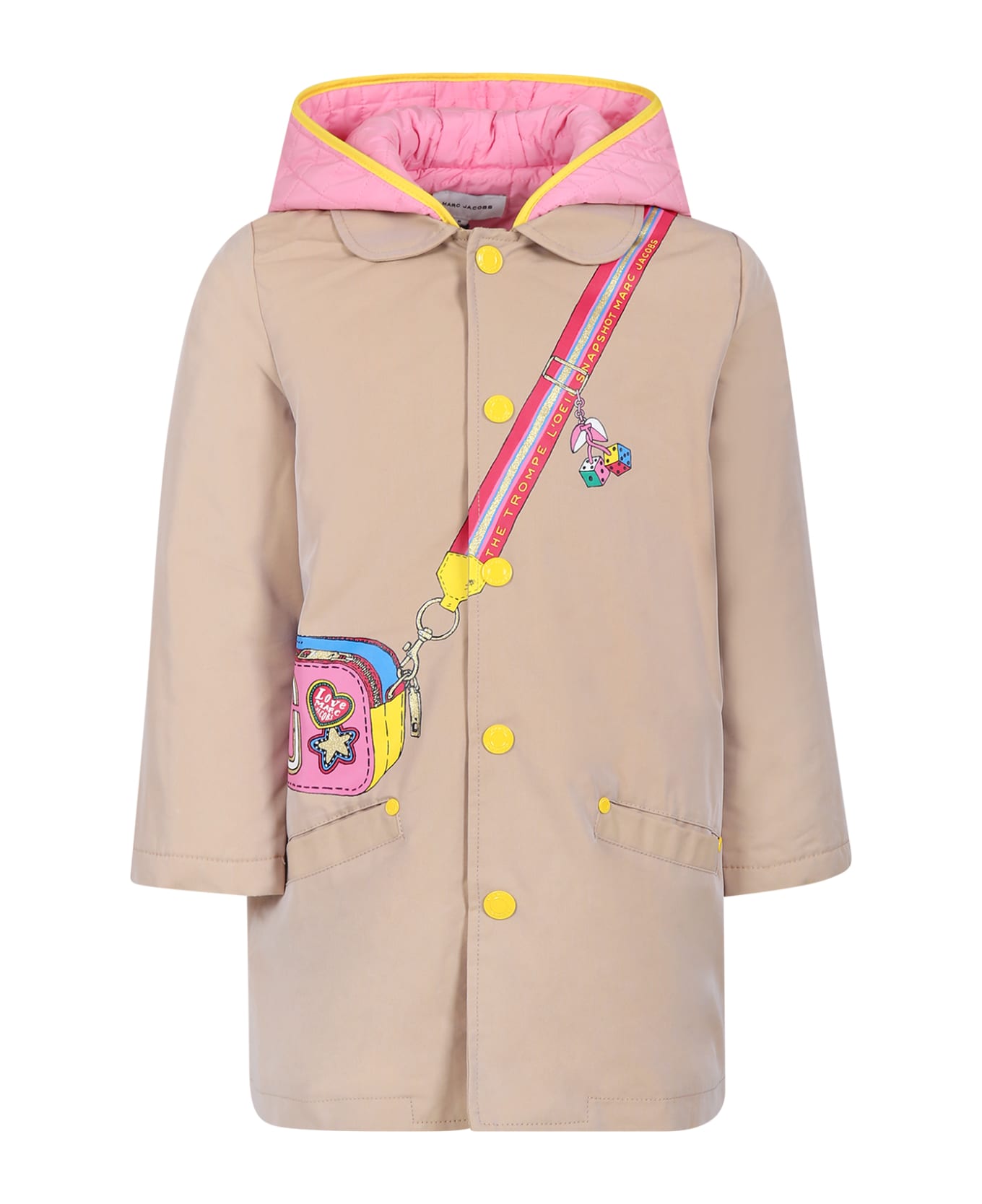 Marc Jacobs Beige Trench Coat With Snapshot Bag For Girl - Beige