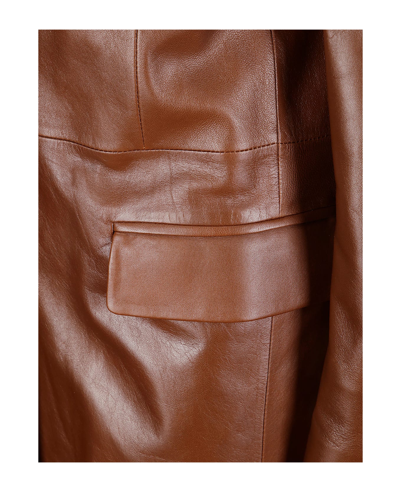 Desa 1972 Leather Redingote Coat - Eagle Brown
