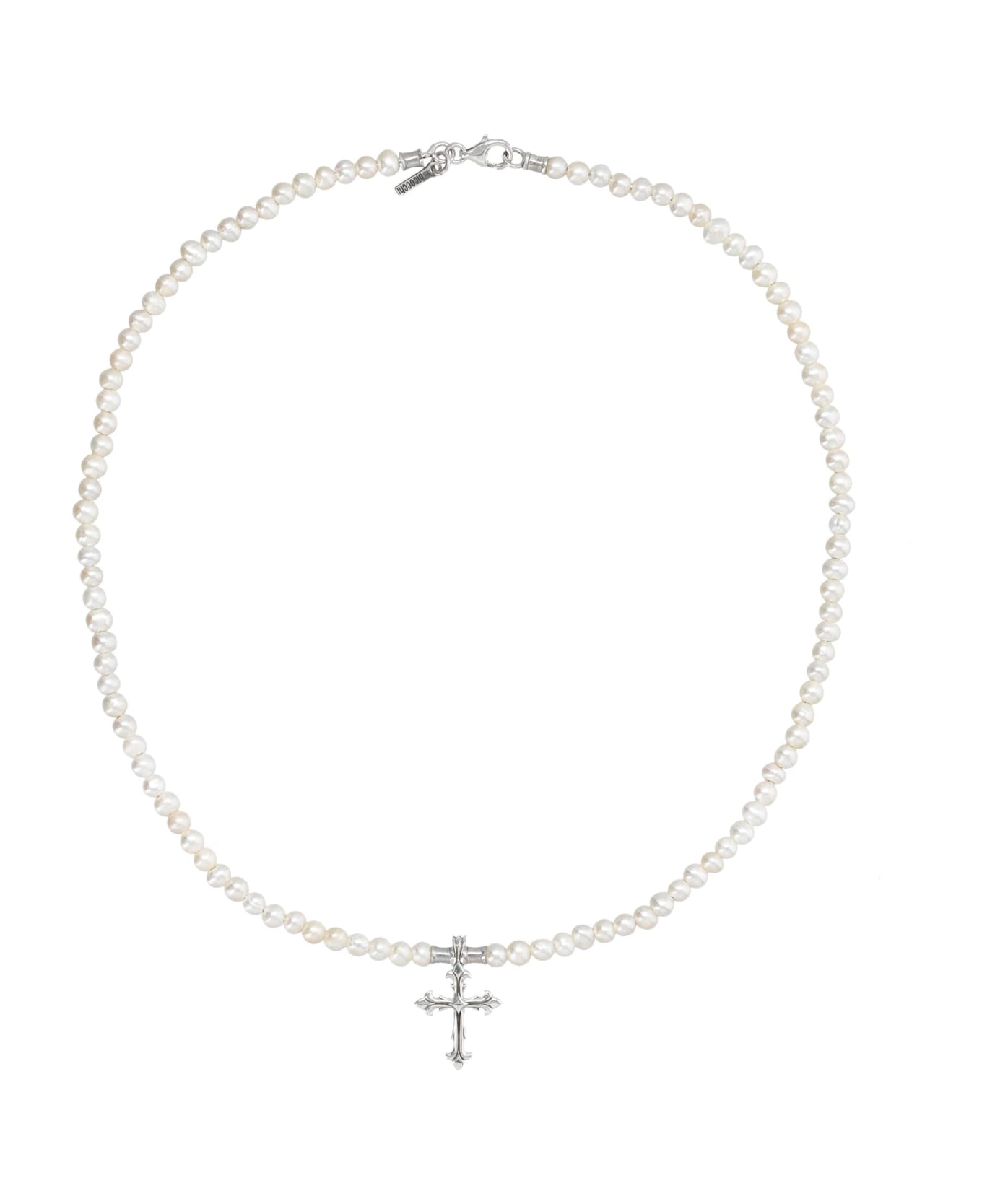 Emanuele Bicocchi Small Pearl Necklace Cross - WHITE ネックレス