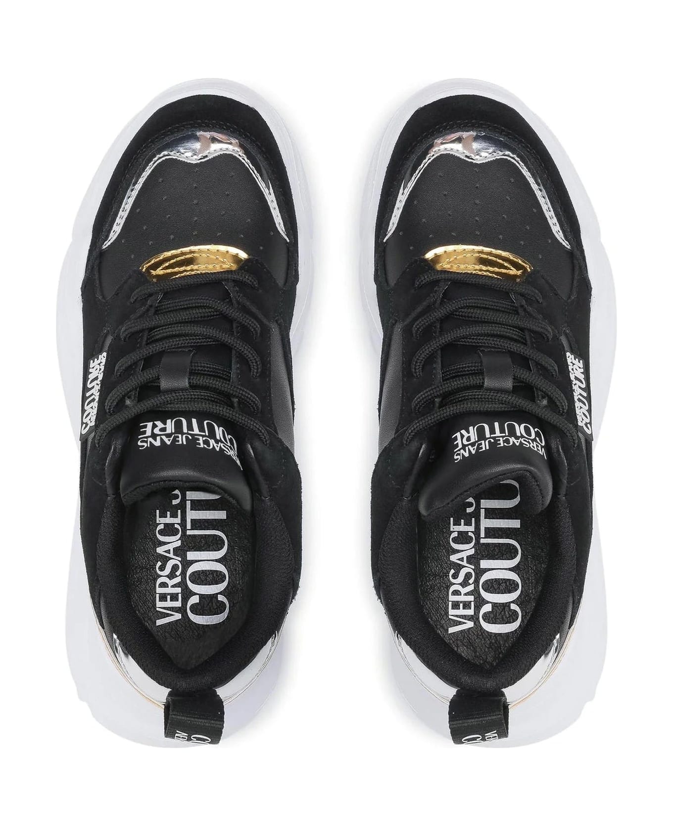 Versace Jeans Couture Jeans Couture Leather And Suede Sneakers - Black