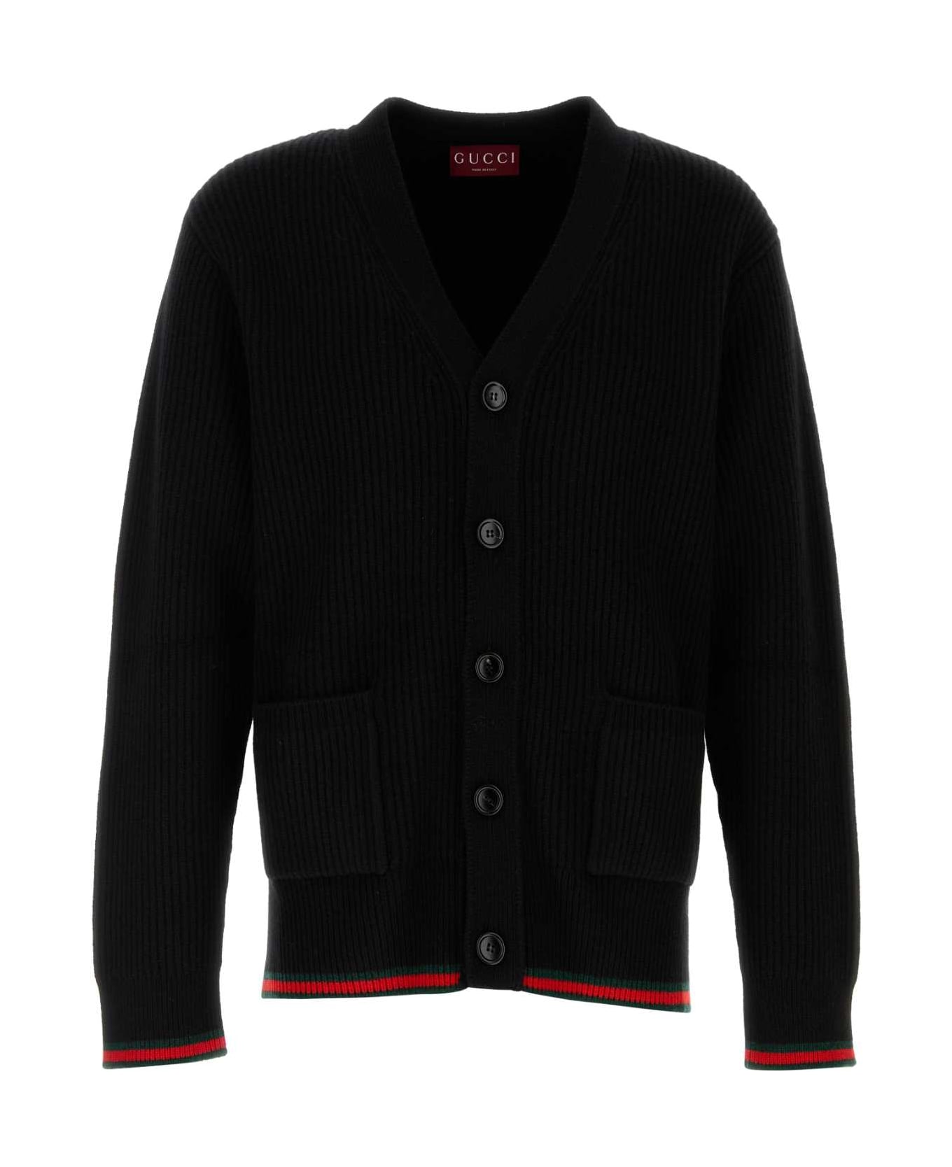 Gucci Black Wool Blend Cardigan - BLK