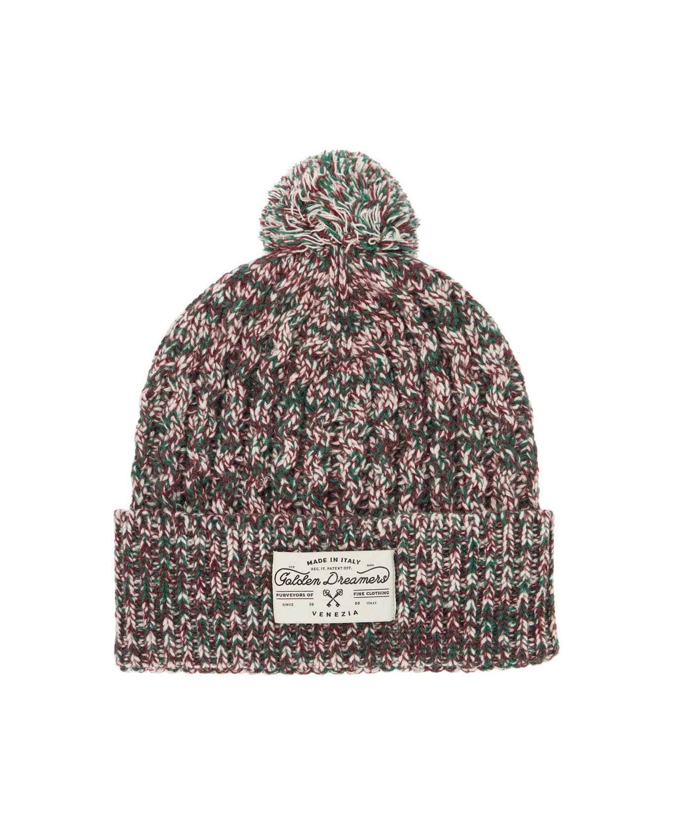 Golden Goose Multicolor Wool Beanie Hat With Pom Pom. - HERITAGE WHITE/ WINDSOR WINE/ GREEN