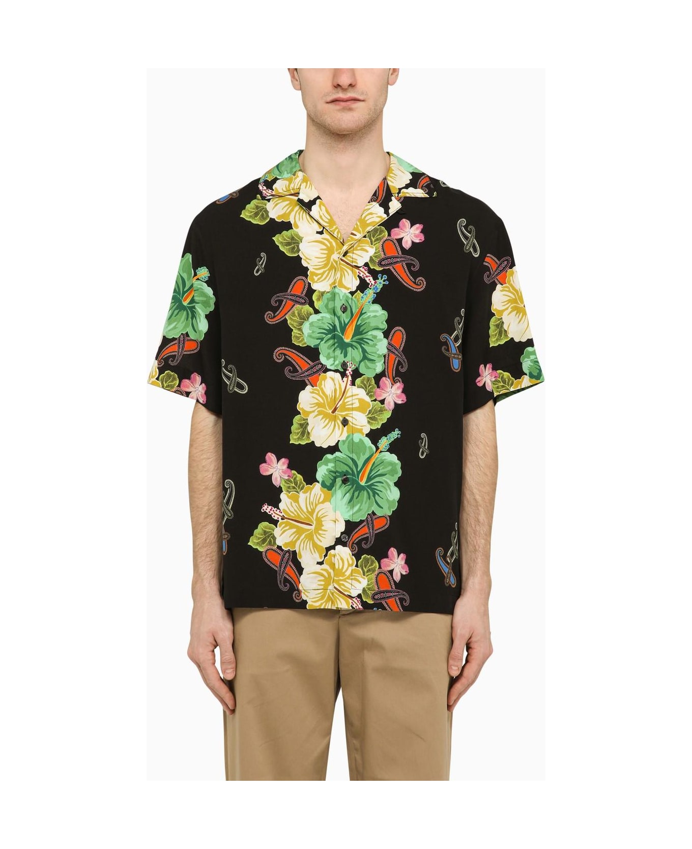 Etro Black Viscose Floral Print Shirt - NERO