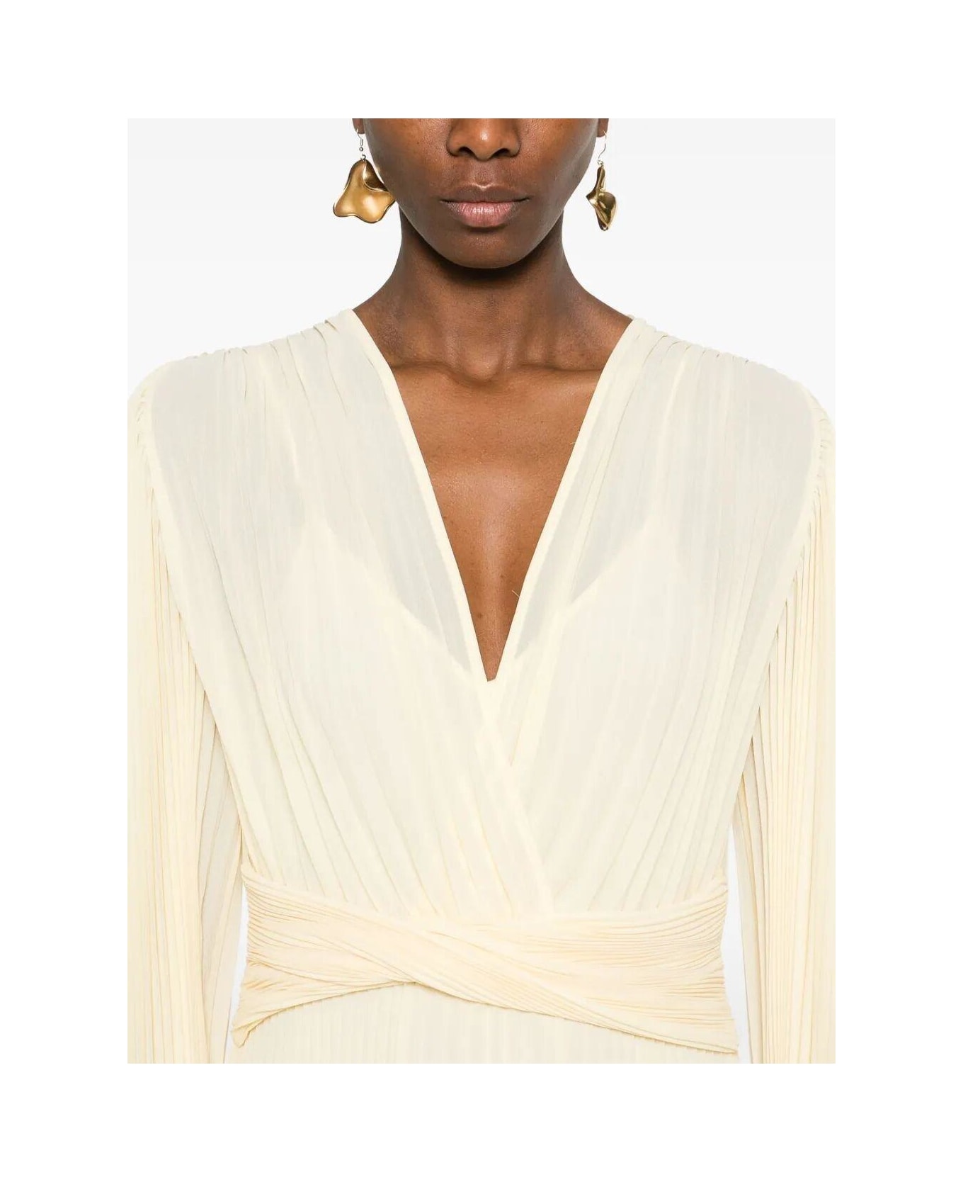 TwinSet Pleated Wrap Dress - Vanilla