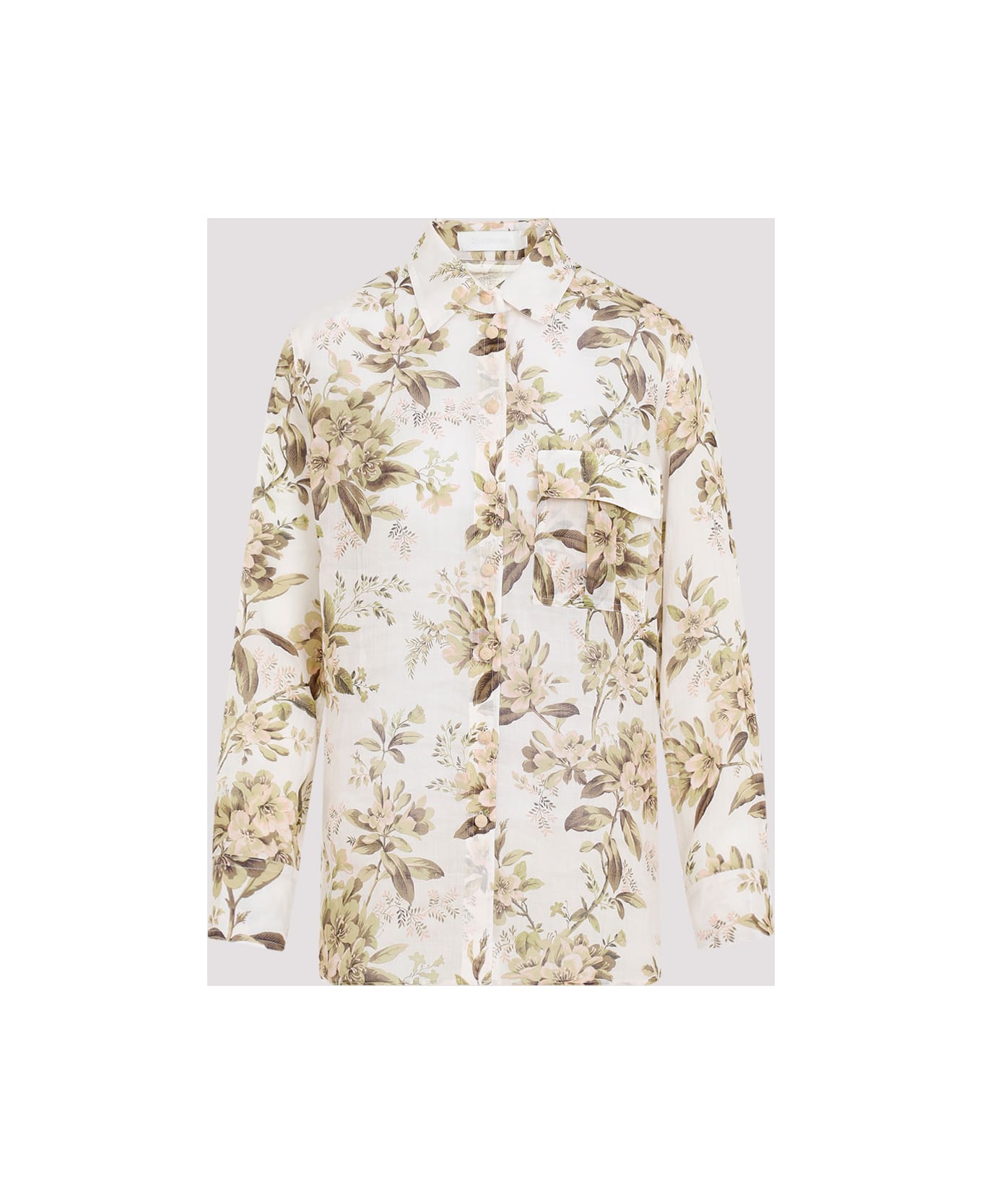 Zimmermann Golden Manstyle Shirt - Sage Toile Floral