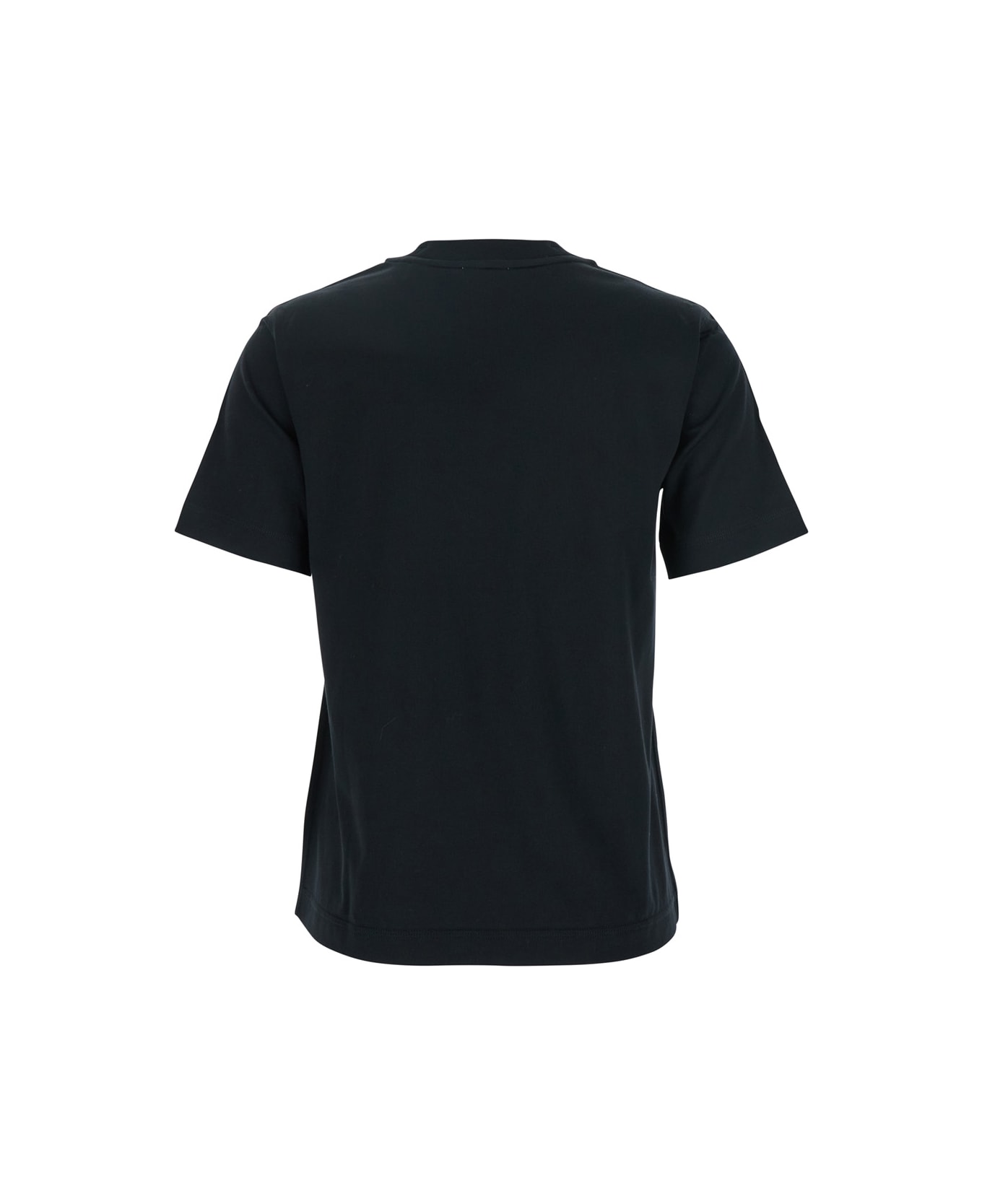 Burberry Black Crewneck T-shirt With Tonal Ekd Logo Embroidery On The Front In Cotton Woman - Black