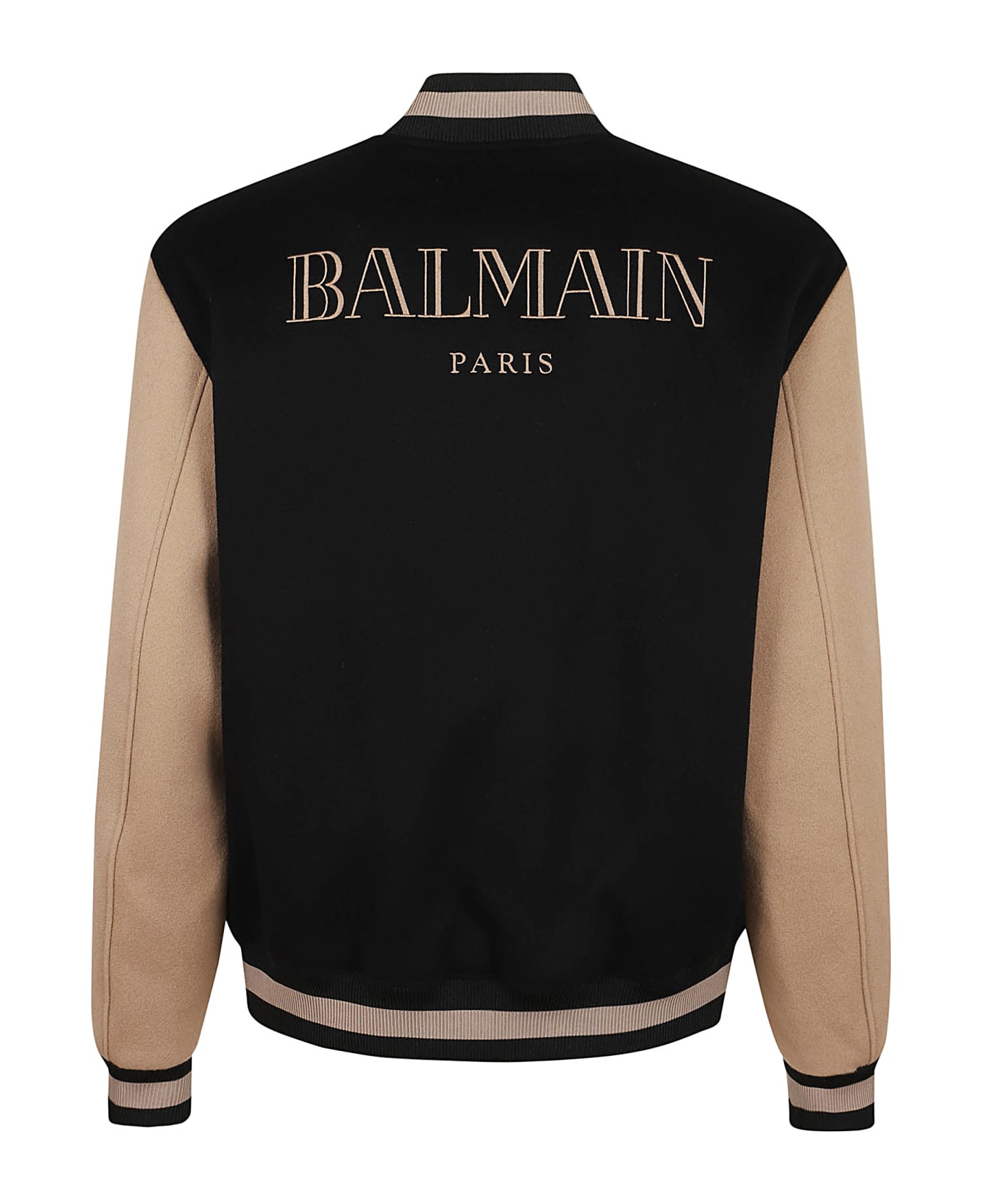 Balmain Logo Detailed Long-sleeved Varsity Jacket - Ems Noir Marron Pale