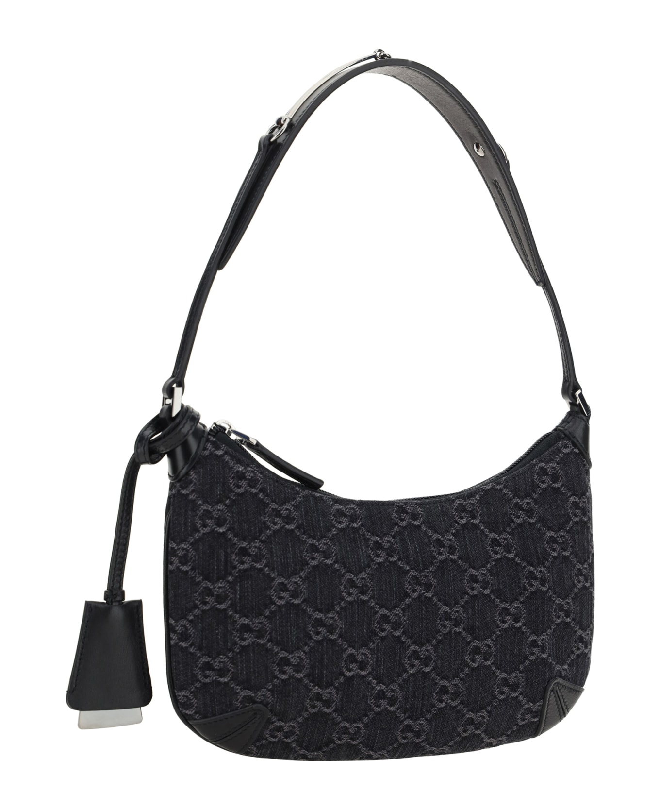 Gucci Horsebit Shoulder Bag - Blk/medium Grey