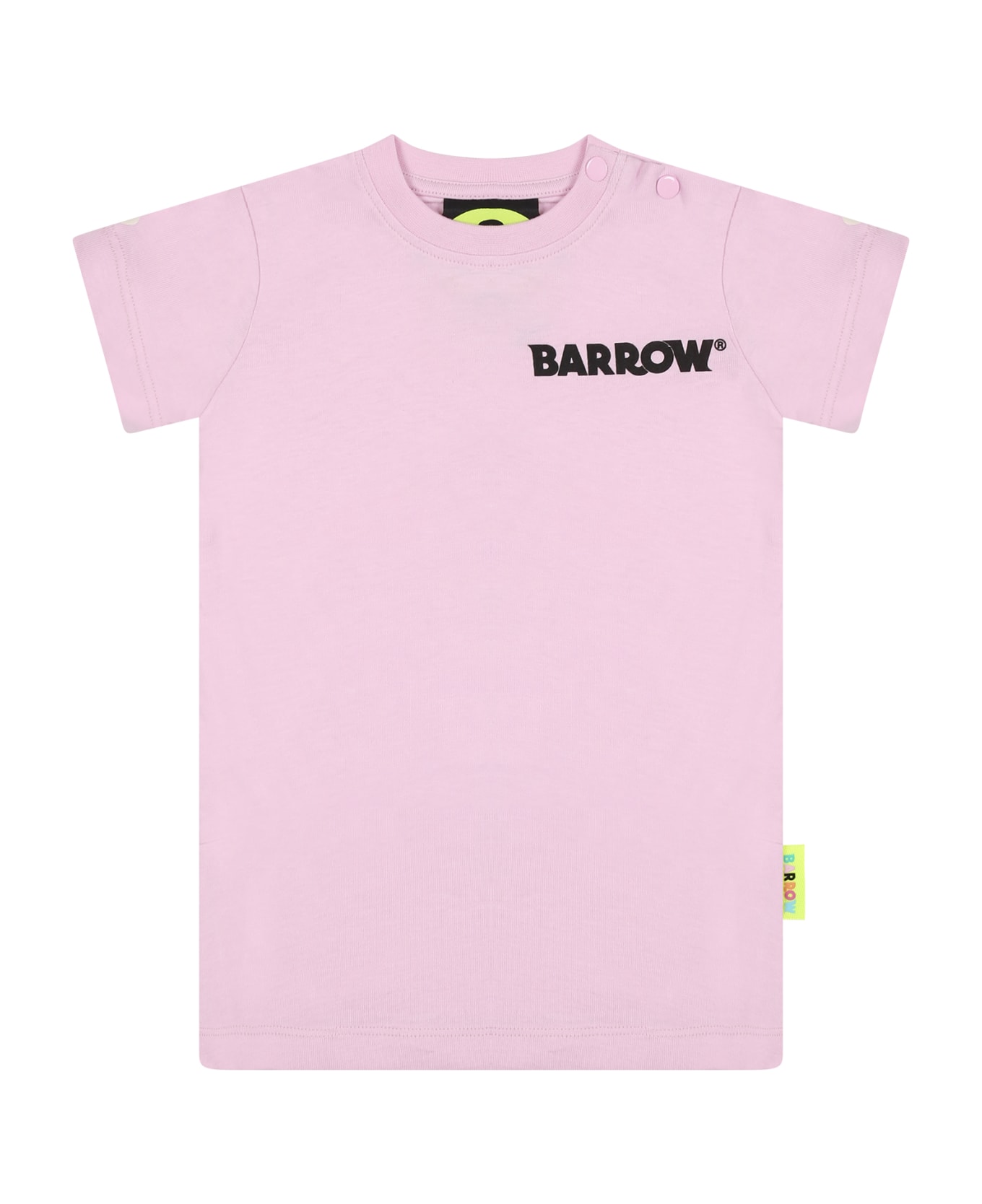 Barrow Pink Dress For Baby Girl With Logo - Pink