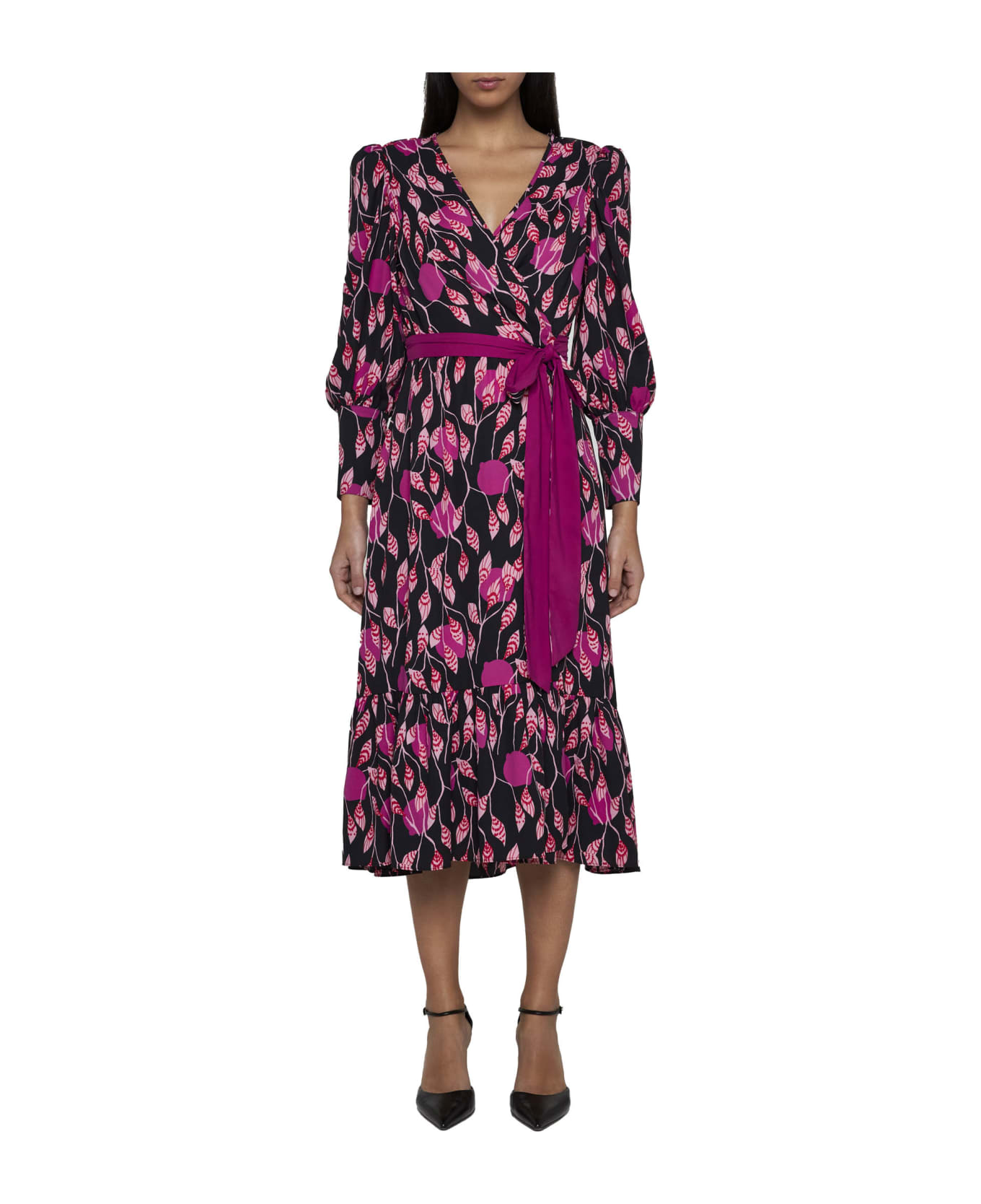 Diane Von Furstenberg Dress - Lantern leaves posion pk lg ワンピース＆ドレス