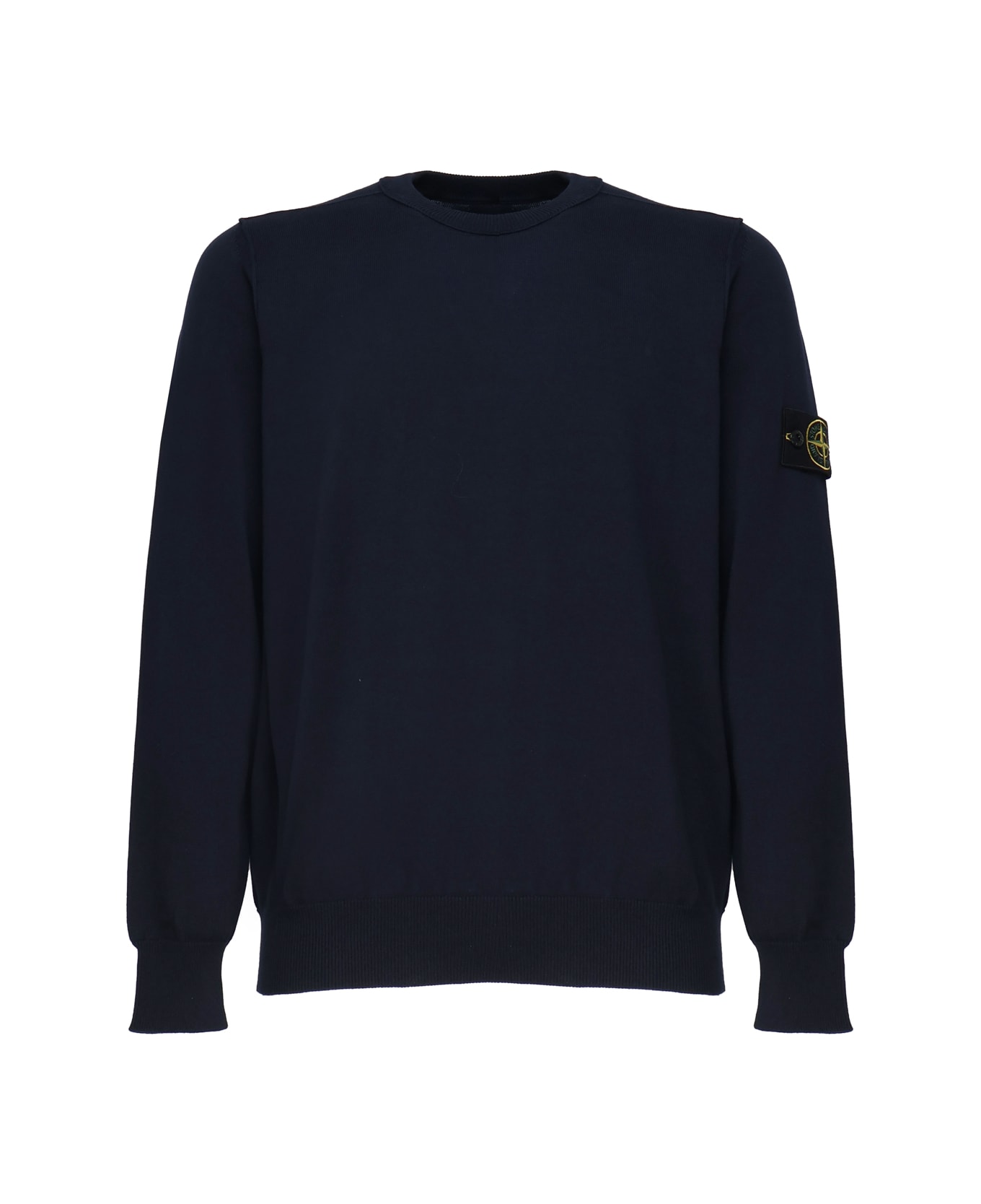 Stone Island Cotton Logo Knit - Blue ニットウェア