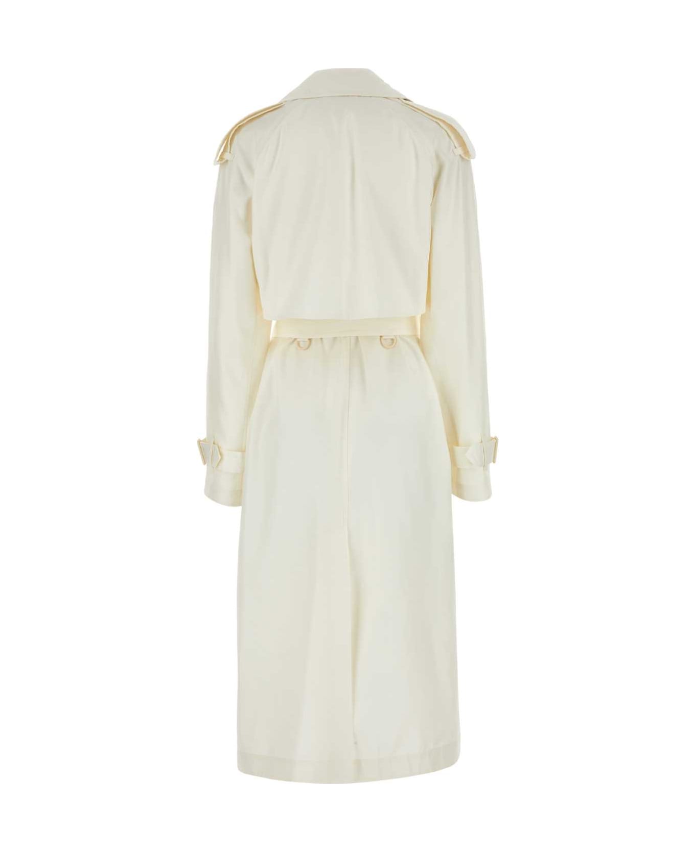 Burberry Ivory Silk Trench Coat - NEUTRALS