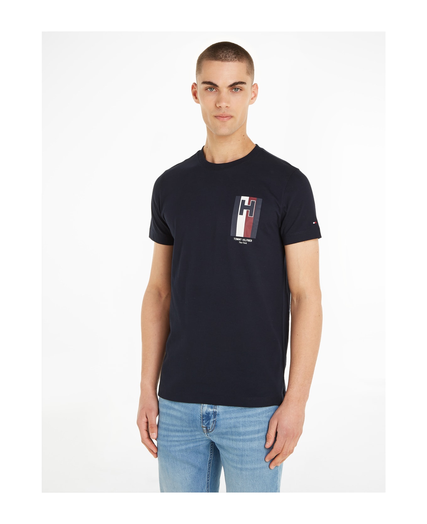 Tommy Hilfiger Slim-fit Jersey T-shirt With Logo - DESERT SKY