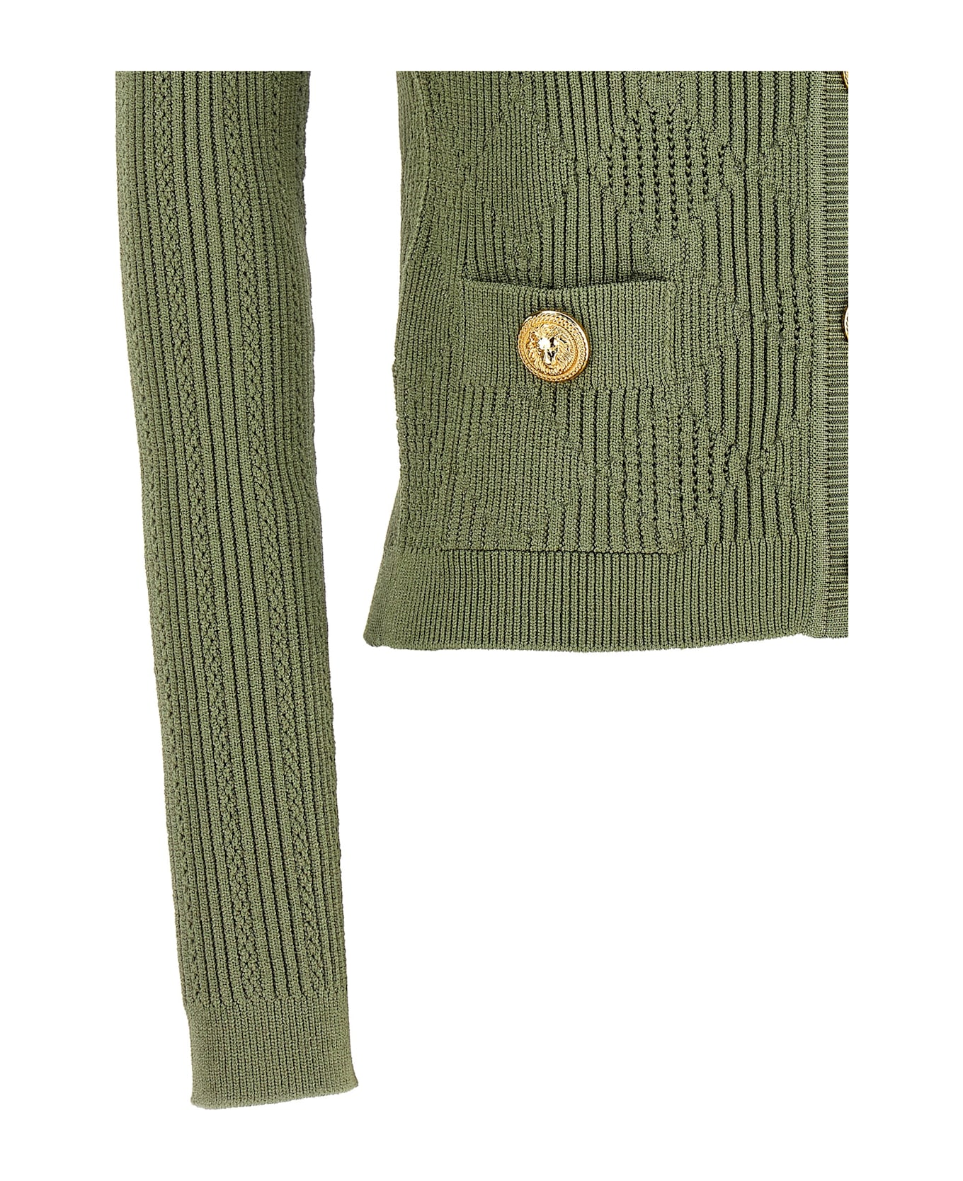 Balmain Openwork Knit Cardigan - Green