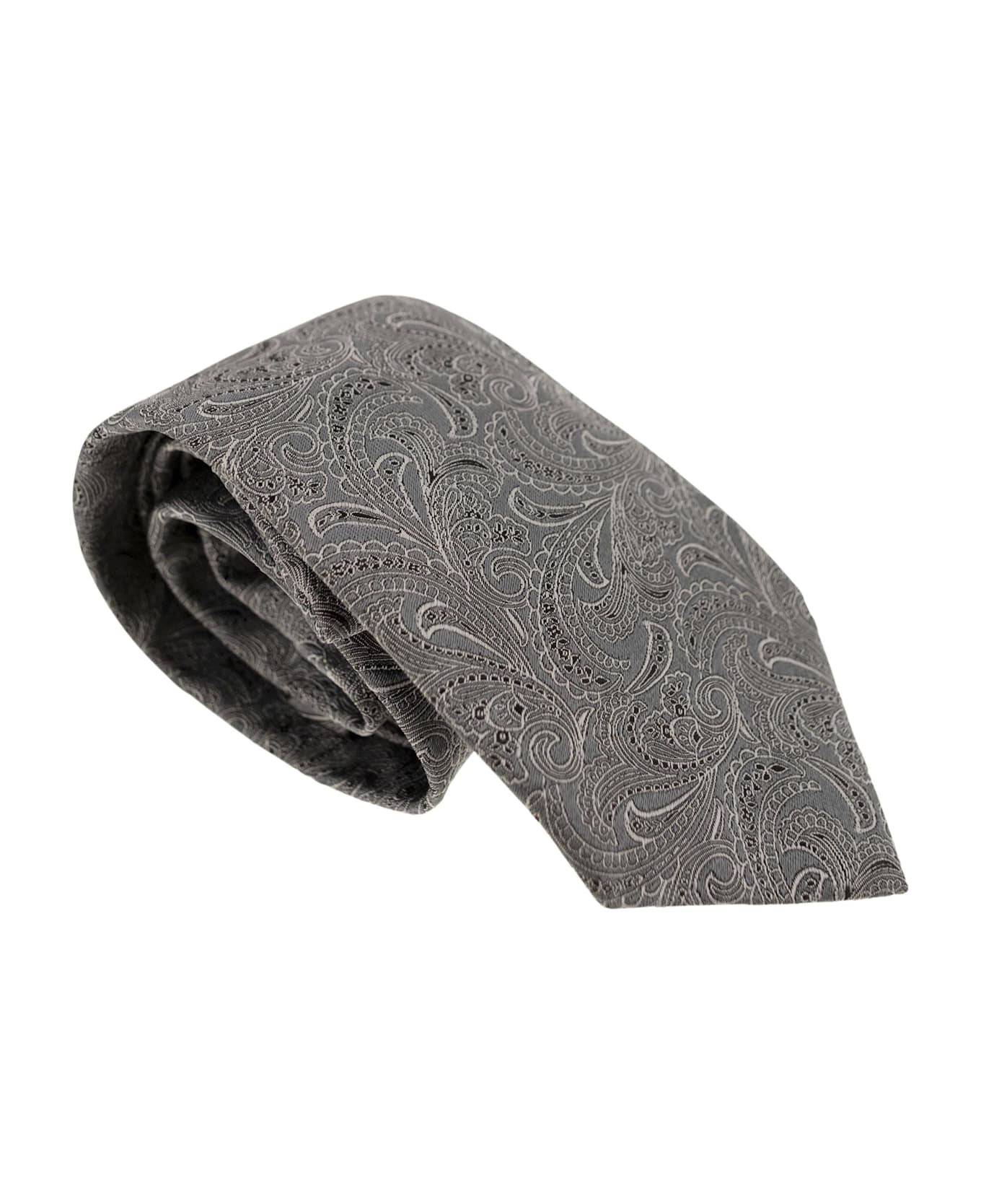 Brunello Cucinelli Grey Paisley Tie - Grey