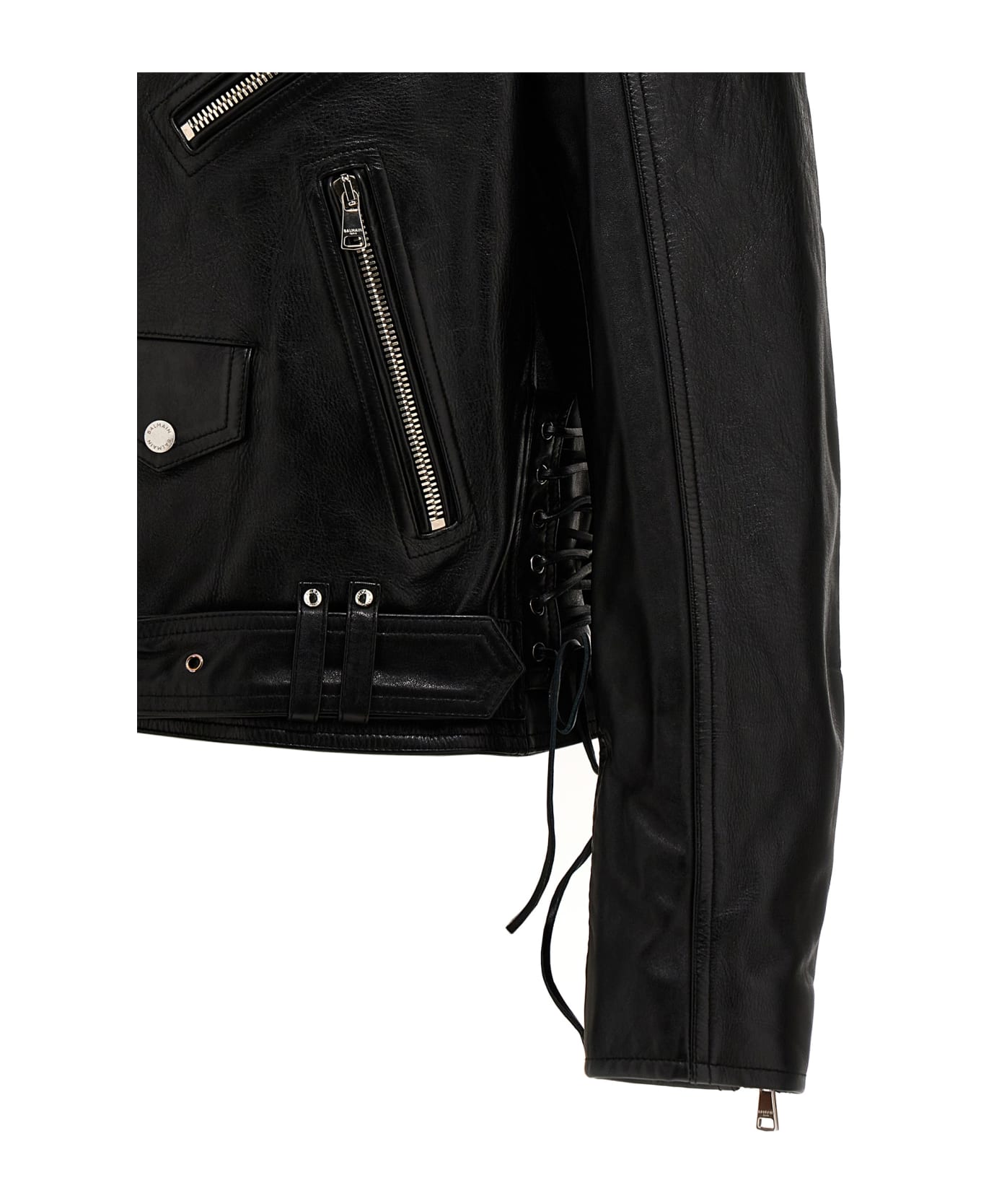 Balmain Leather Biker Jacket - Black ジャケット