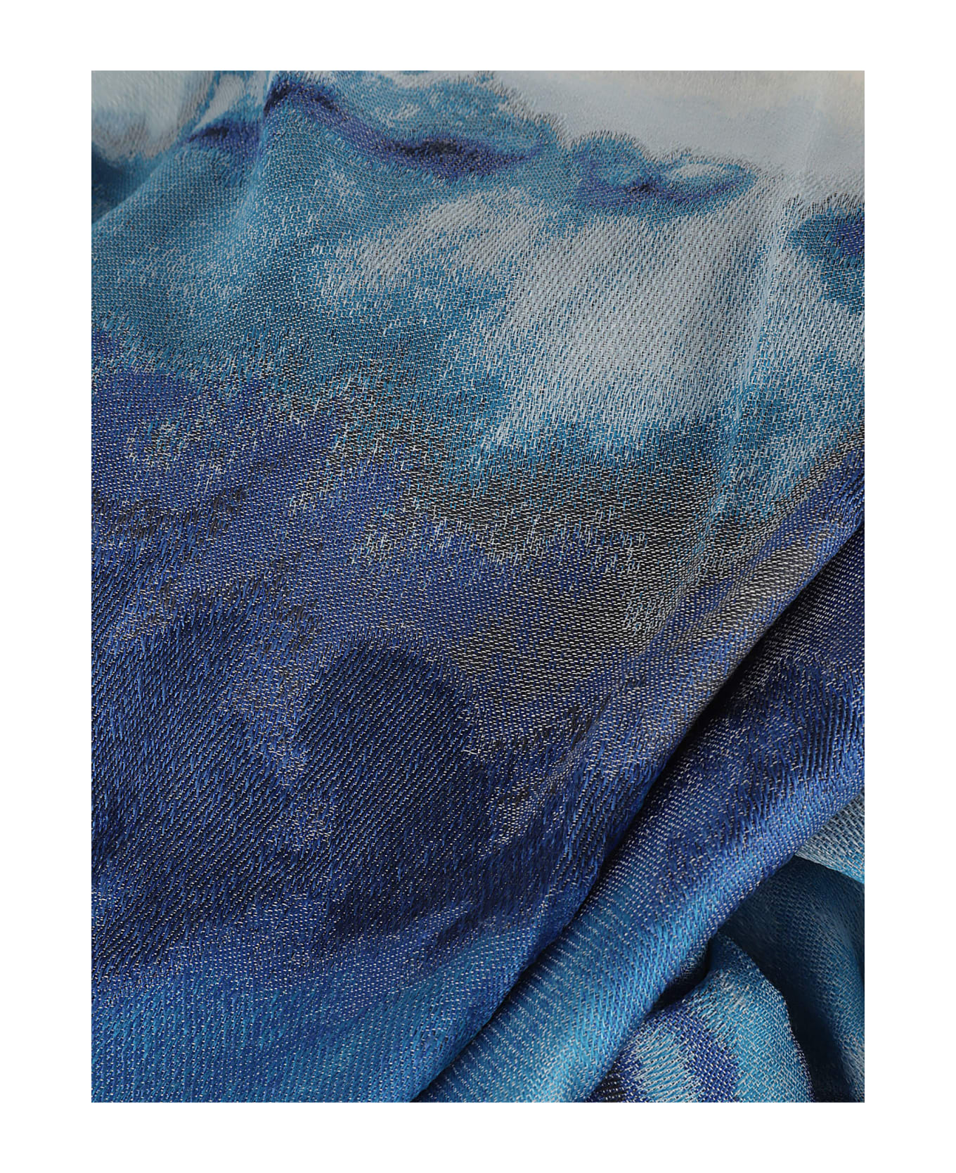 Alexander McQueen Fringe Edges Scarf - Ivory/Blue スカーフ＆ストール