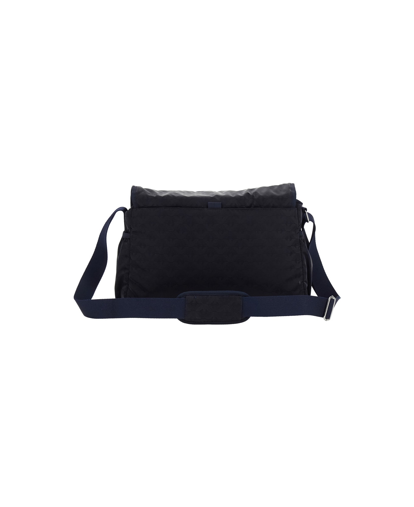 Emporio Armani Blue Crossbody Bag With Adjustable Shoulder Strap And All-over Logo Embroidery In Tech Fabric Boy - Blu