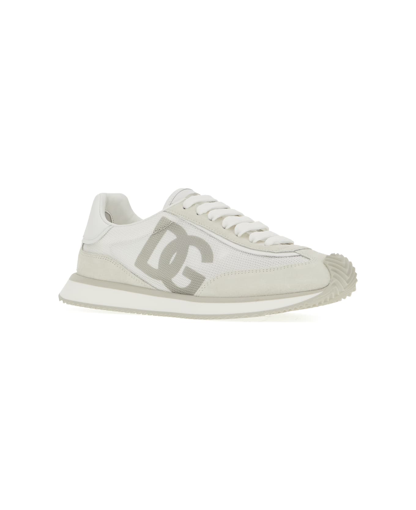 Dolce & Gabbana Two-tone Suede And Mesh Dg Aria Sneakers - WHITE GREY